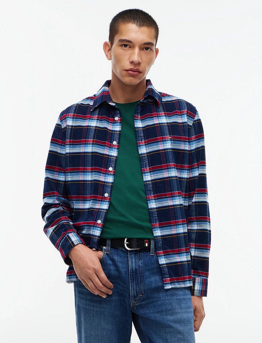 Tommy Jeans - TJM REG PATTERN CORDUROY SHIRT - checkered shirts - dark blue check - 0