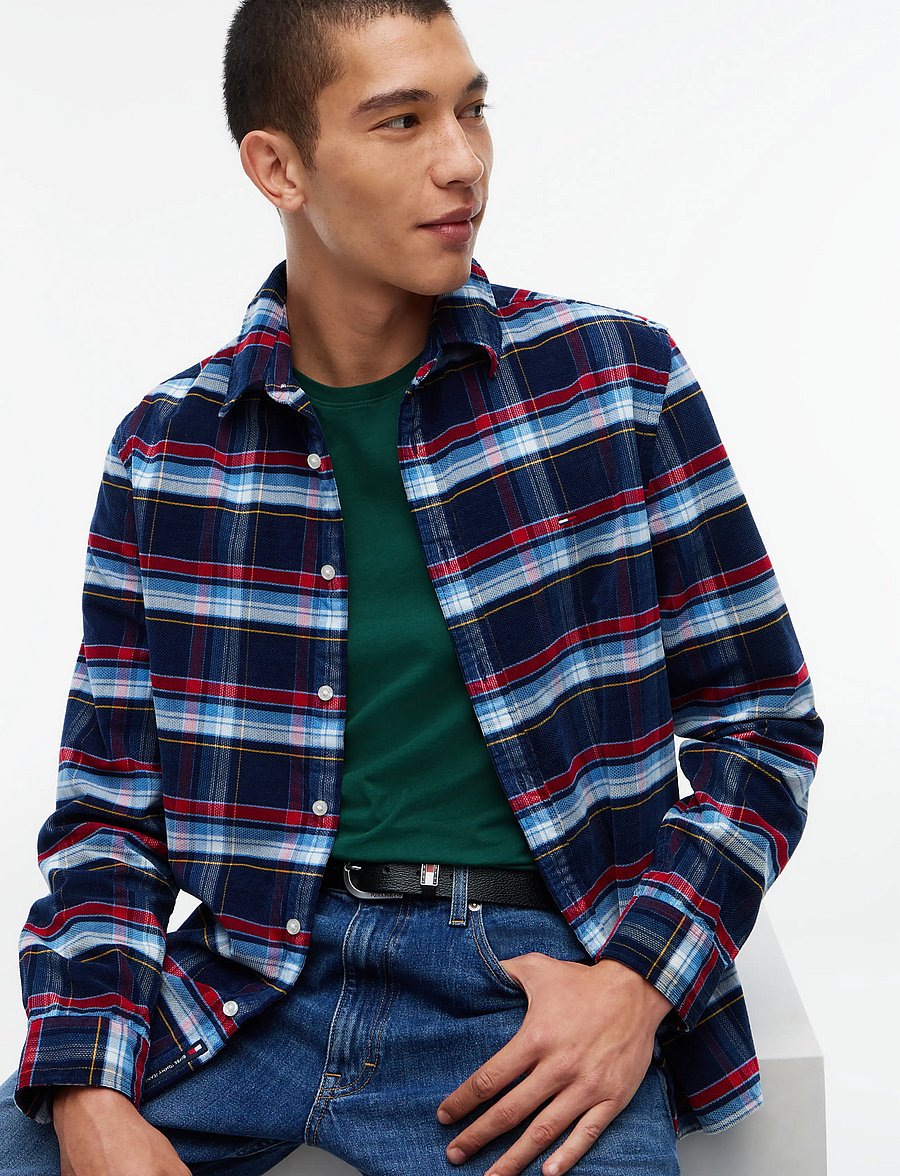 Tommy Jeans - TJM REG PATTERN CORDUROY SHIRT - checkered shirts - dark blue check - 3