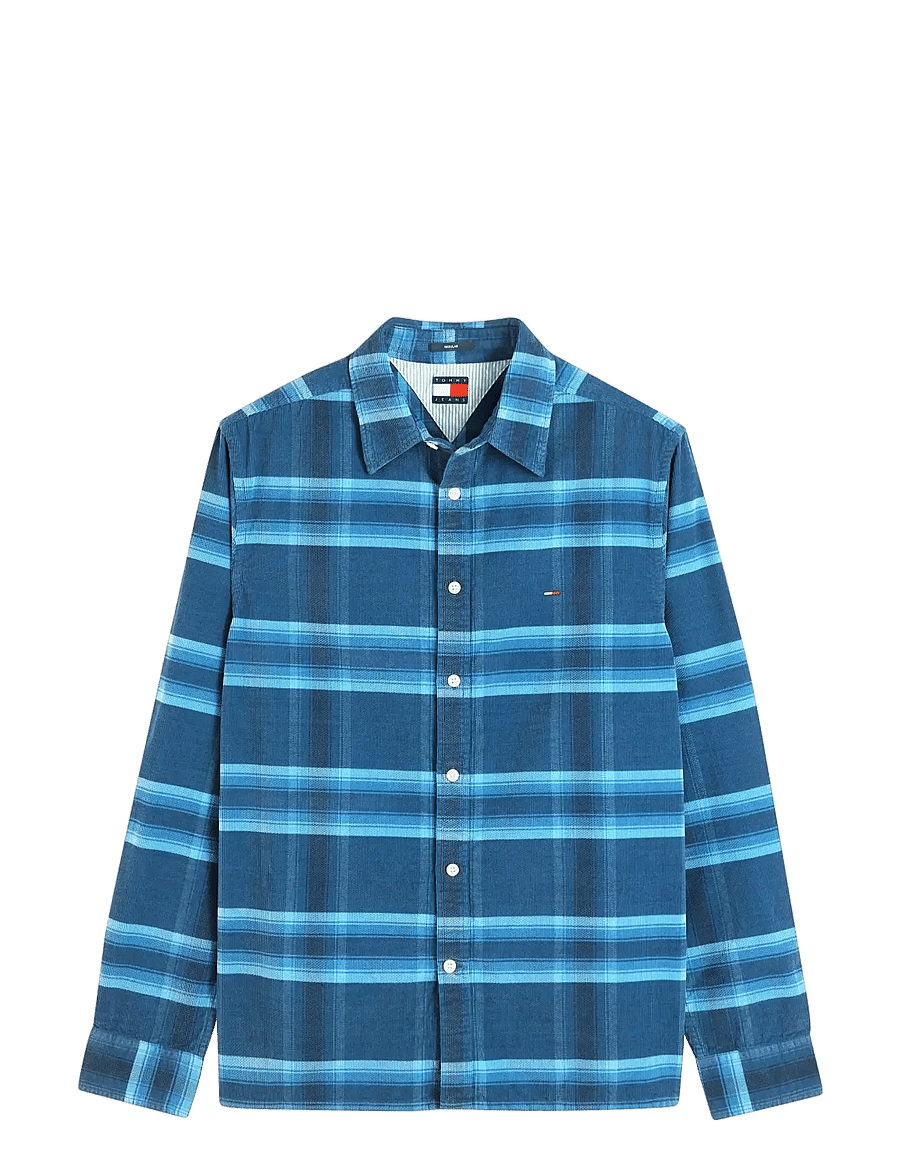 Tommy Jeans - TJM REG PATTERN CORDUROY SHIRT - ternede skjorter - westside blue check - 1