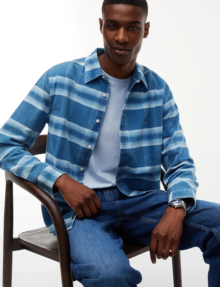 Tommy Jeans - TJM REG PATTERN CORDUROY SHIRT - ternede skjorter - westside blue check - 3