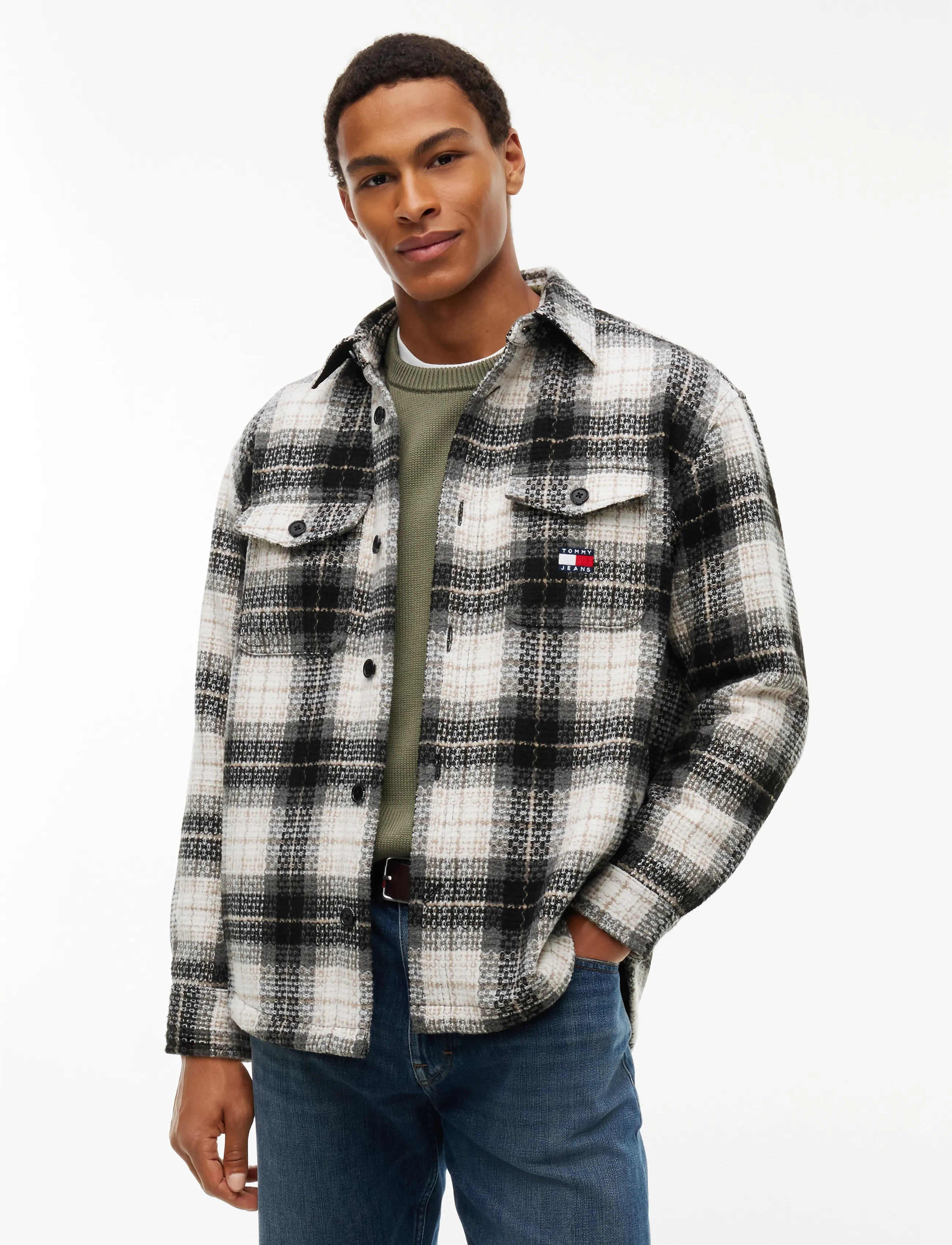 Tommy Jeans TJM CHECK OVERSHIRT EXT - Tommy Hilfiger - BLACK CHECK / black