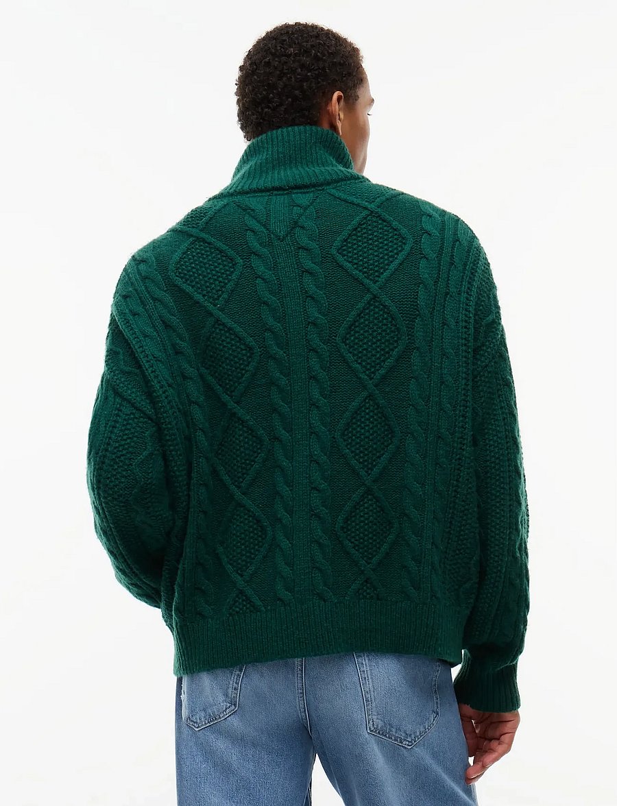 Tommy Jeans - TJM RLX HEAVY CABLE FZ SWEATER - full zip tröjor - velvet green - 2