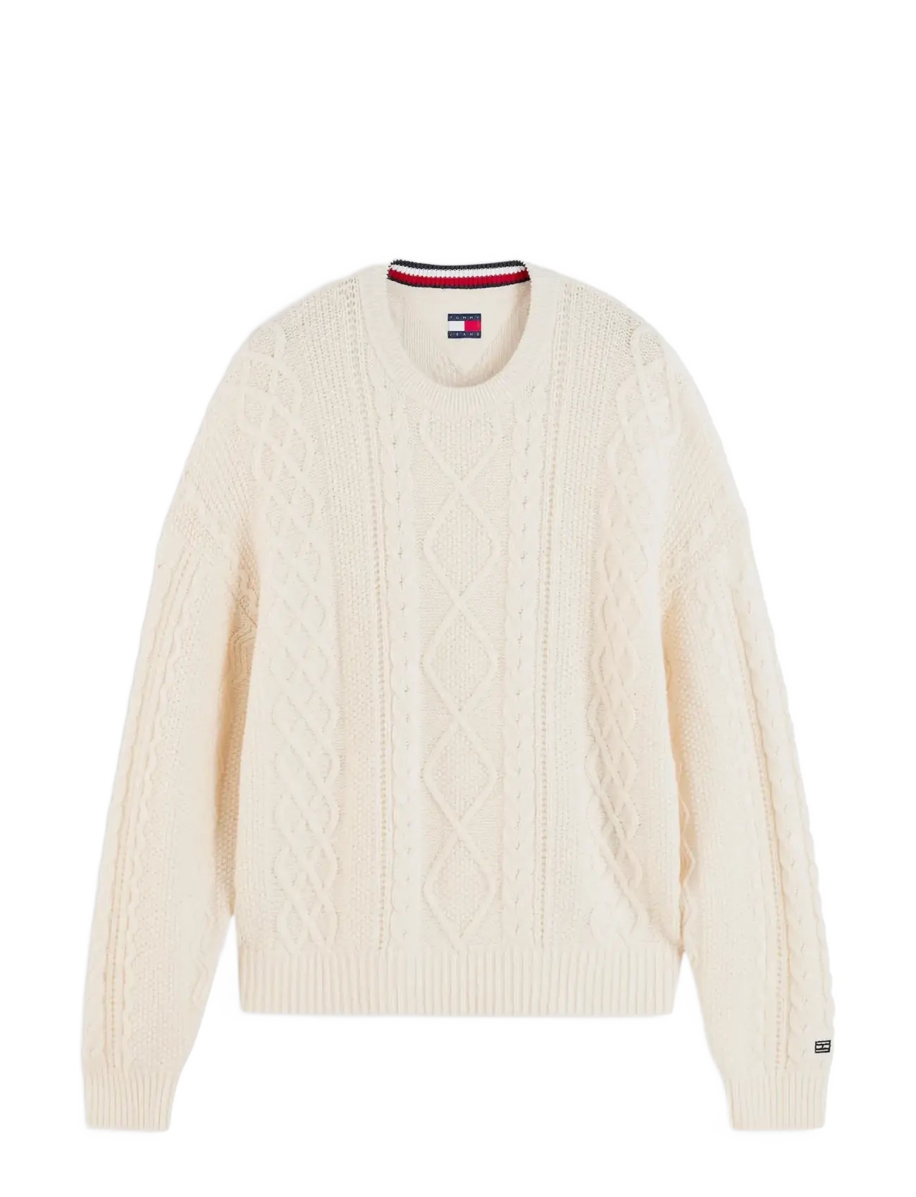 Tommy Jeans - TJM RLX CABLE BRANDED SWEATER - rundhals - cream - 1
