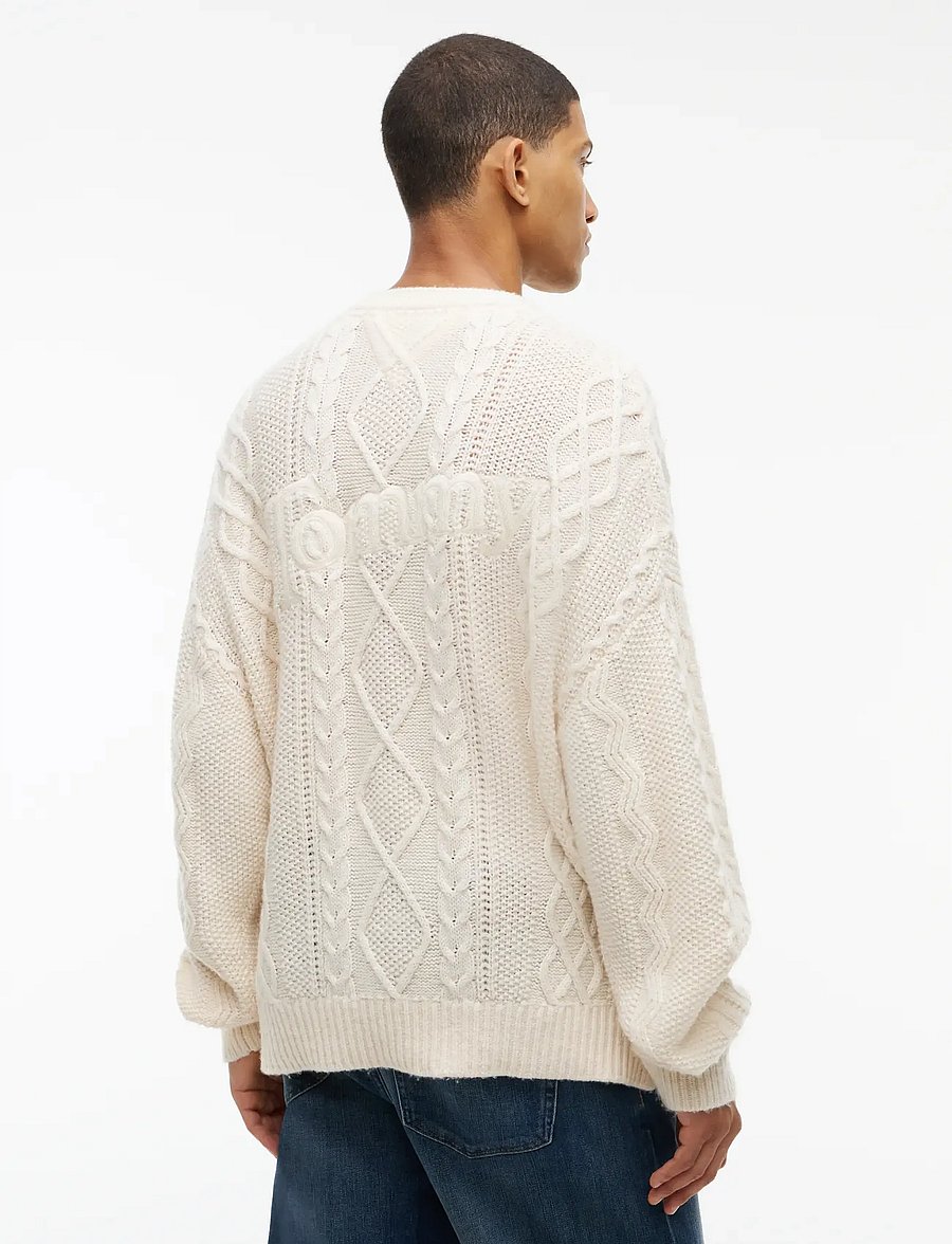 Tommy Jeans - TJM RLX CABLE BRANDED SWEATER - rundhals - cream - 2