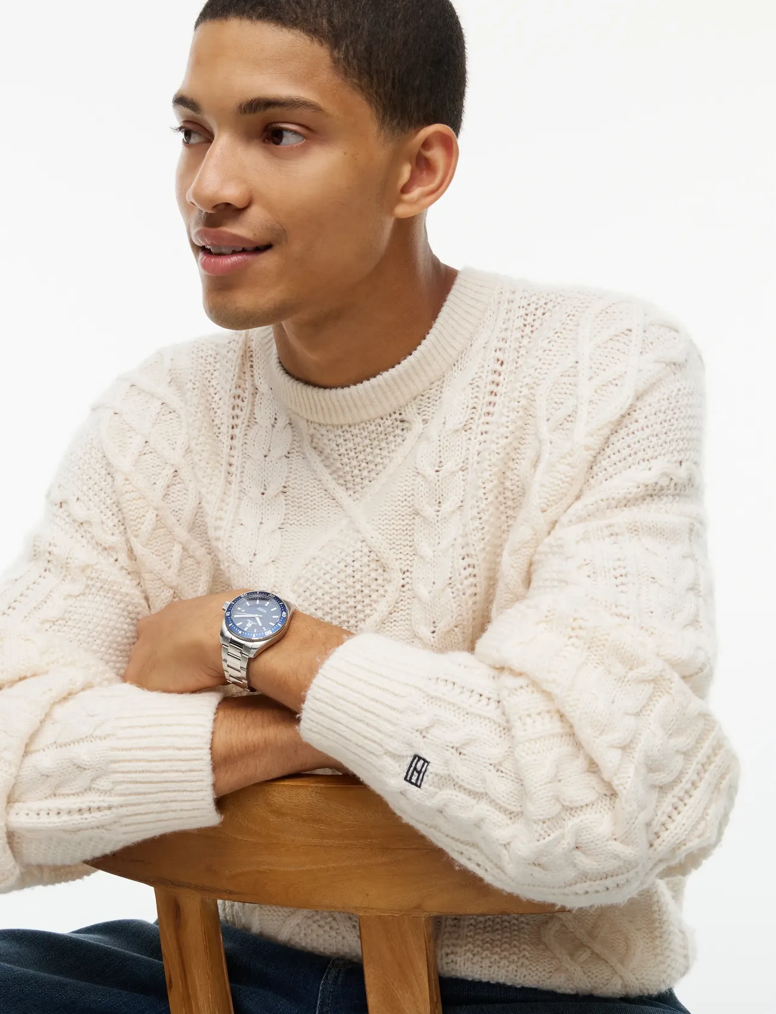 Tommy Jeans - TJM RLX CABLE BRANDED SWEATER - rundhals - cream - 3
