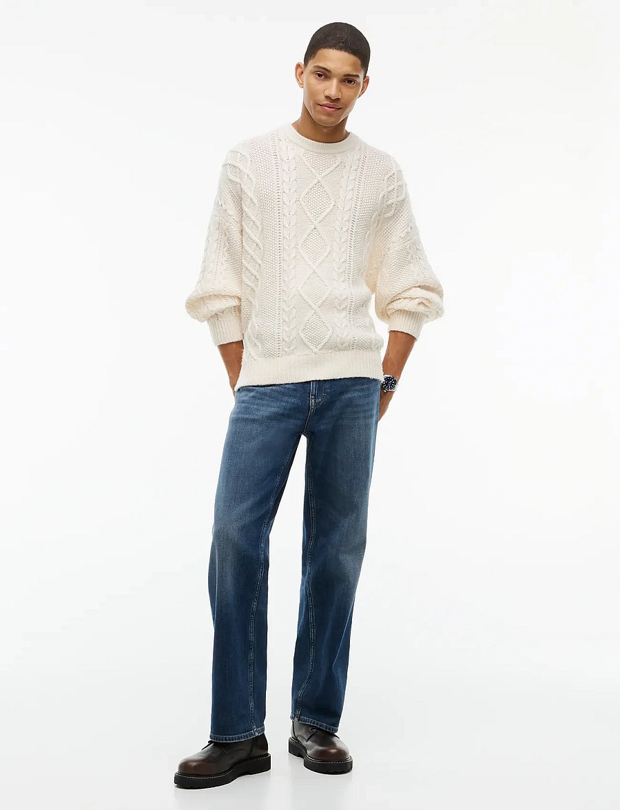 Tommy Jeans - TJM RLX CABLE BRANDED SWEATER - rundhals - cream - 4