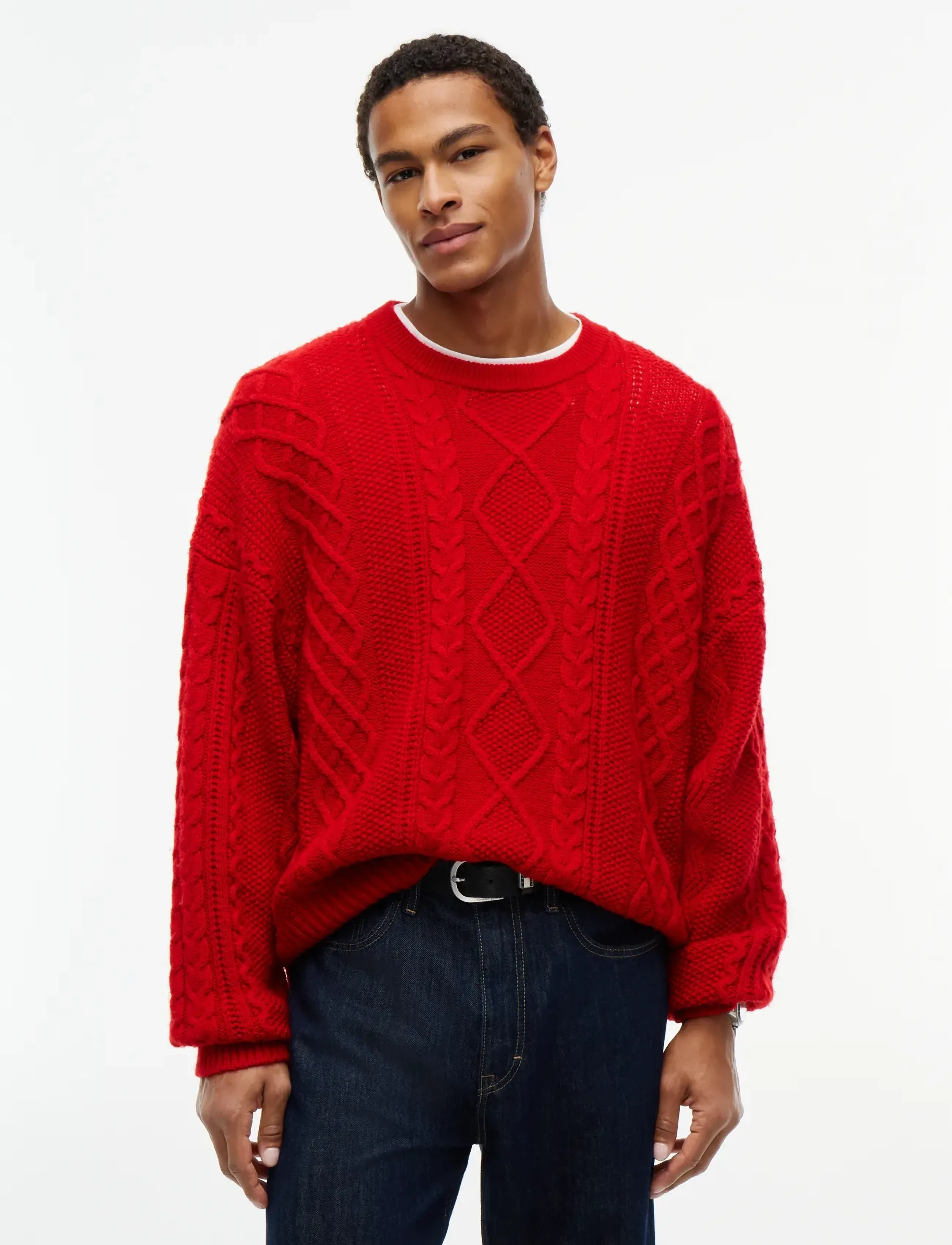 Tommy Jeans - TJM RLX CABLE BRANDED SWEATER - scarlet flare - 0