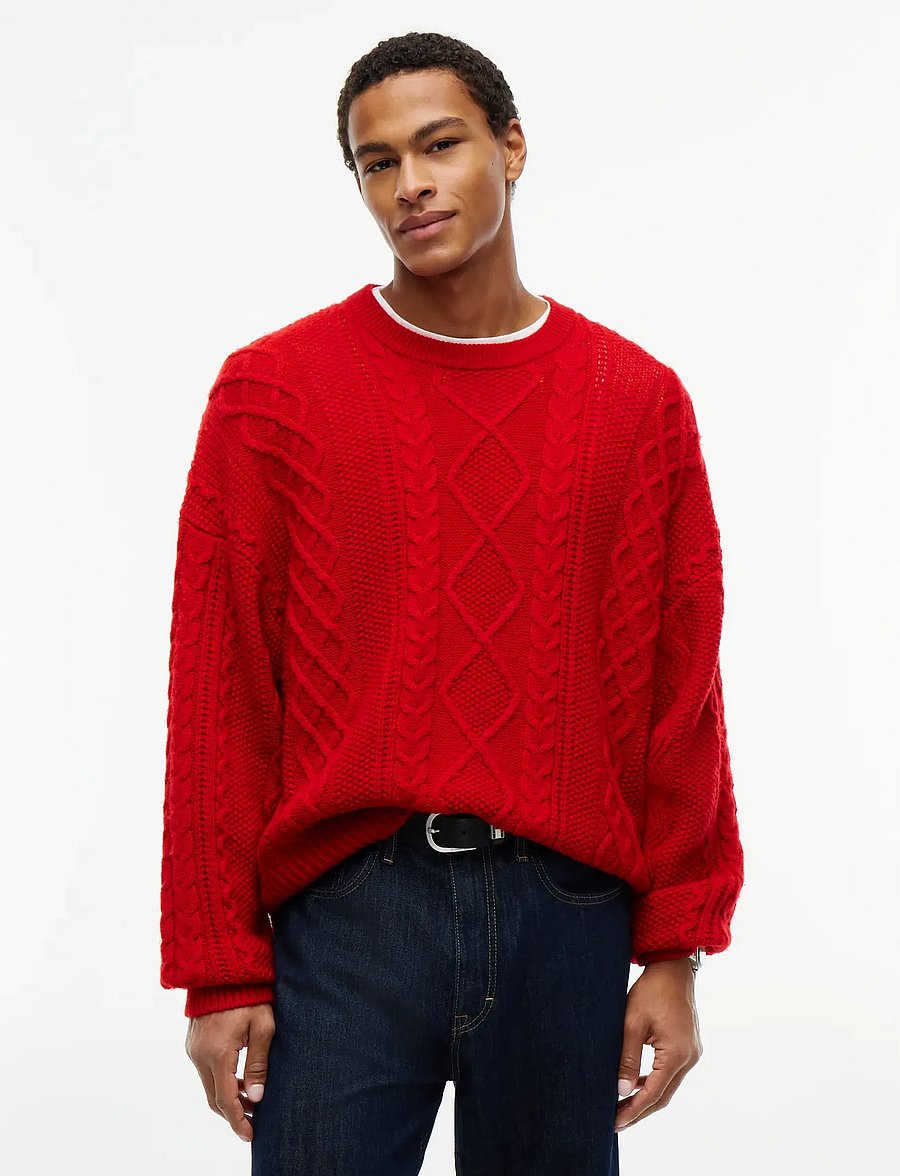 Tommy Jeans - TJM RLX CABLE BRANDED SWEATER - rundhals - scarlet flare - 0