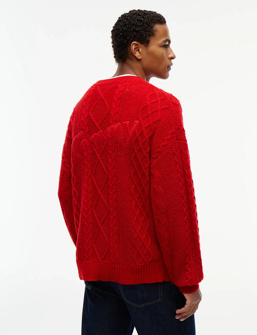 Tommy Jeans - TJM RLX CABLE BRANDED SWEATER - rundhals - scarlet flare - 2