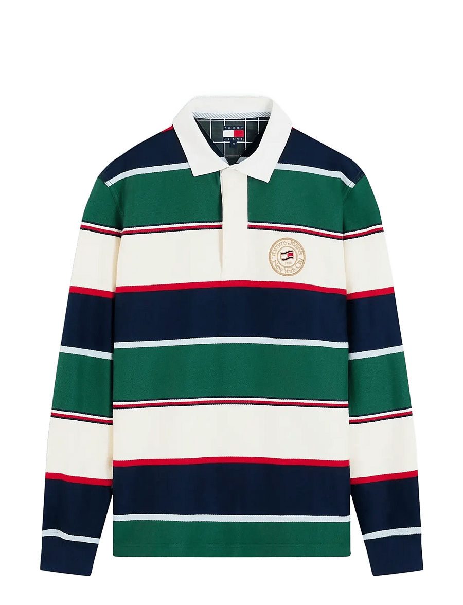 Tommy Jeans - TJM RLX VARSITY STRIPE RUGBY EXT - velvet green stripe - 1