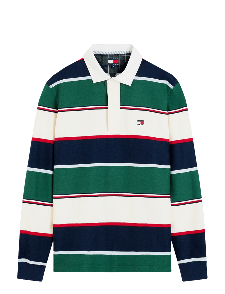 Tommy Jeans - TJM RLX VARSITY STRIPE RUGBY EXT - langärmelig - velvet green stripe - 1