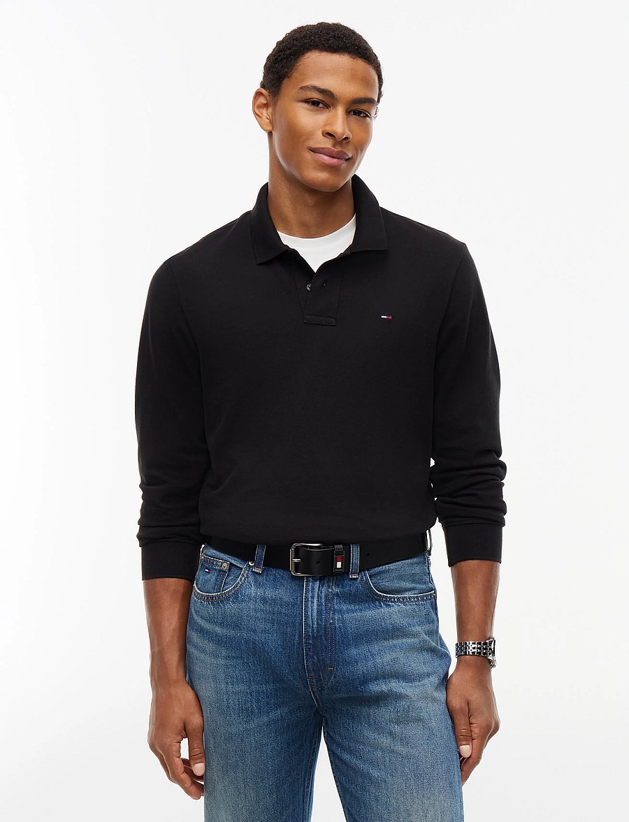 Tommy Jeans - TJM REG ESS POLO LS - langärmelig - black - 0