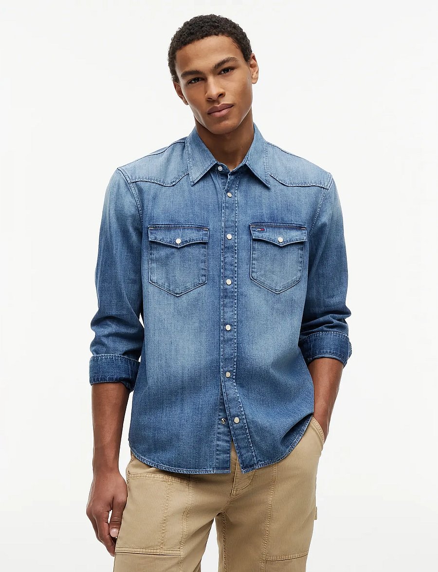 Tommy Jeans - REGULAR DENIM WESTERN SHIRT EXT - jeanshemden - denim medium - 0