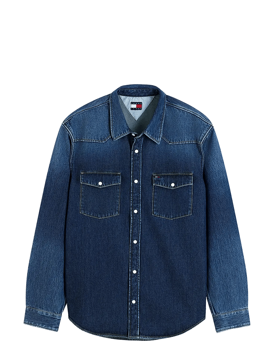 Tommy Jeans - REGULAR WESTERN SHIRT DJ8057 - teksasärgid - denim dark - 1