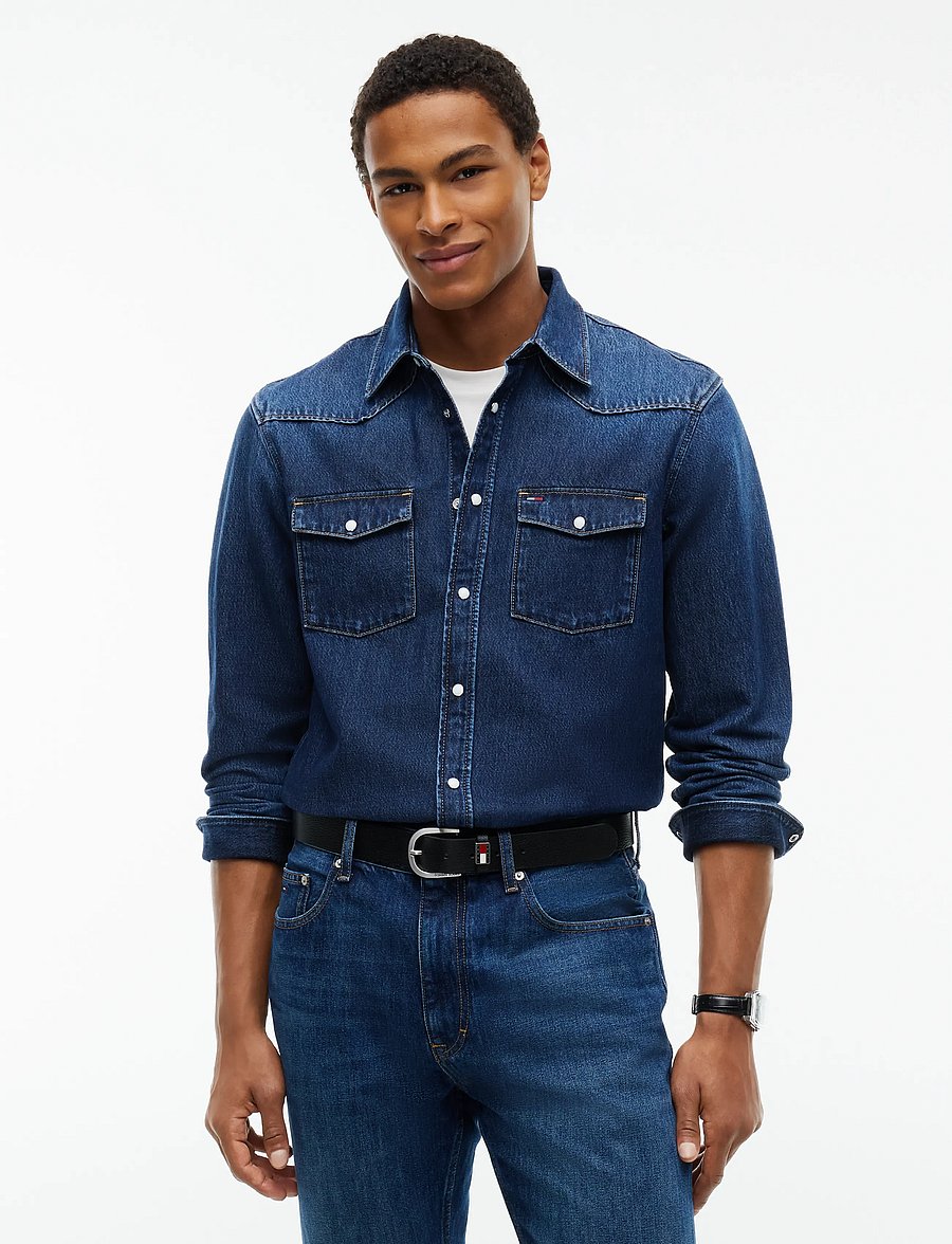 Tommy Jeans - REGULAR WESTERN SHIRT DJ8057 - teksasärgid - denim dark - 0