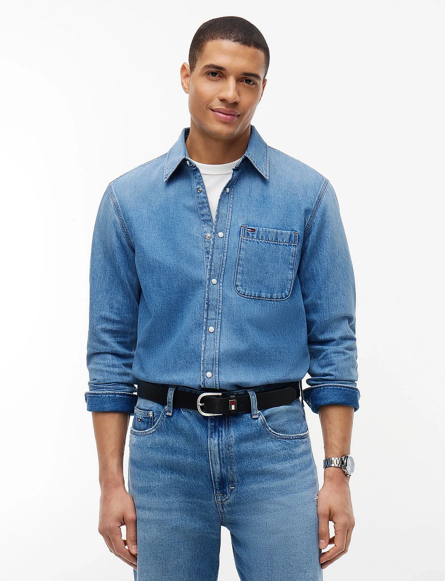 Tommy Jeans - REGULAR SHIRT EXT DJ8030 - teksasärgid - denim medium - 0