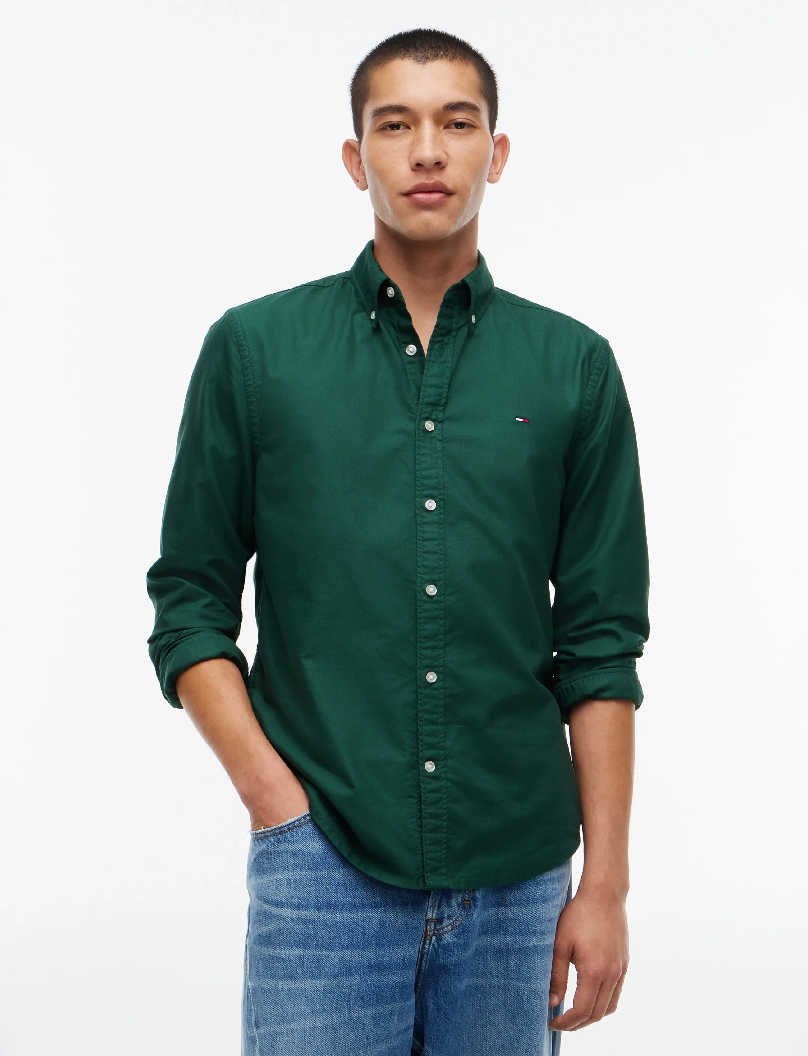 Tommy Jeans TJM REG OXFORD SHIRT EXT - Tommy Hilfiger - VELVET GREEN / green
