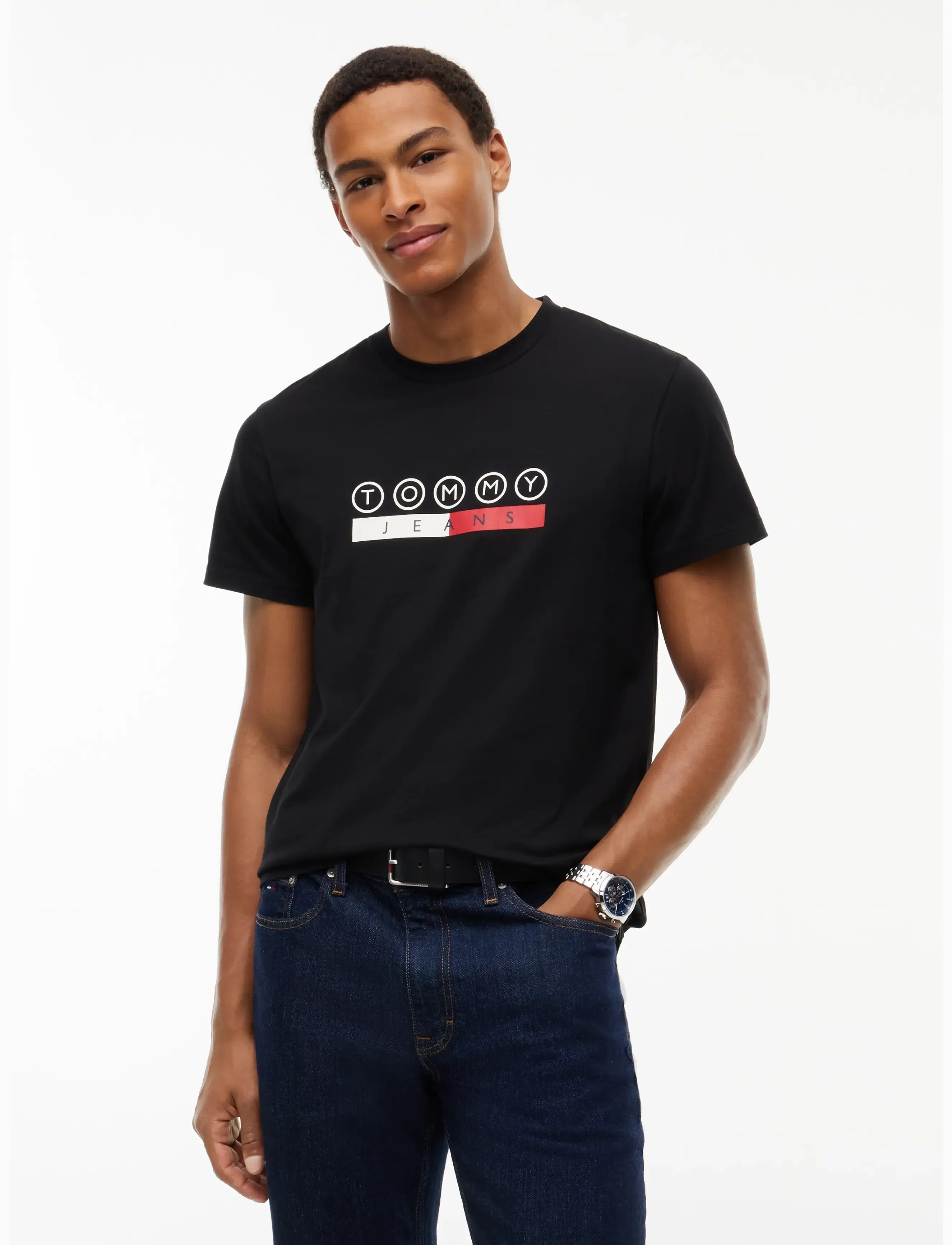 Tommy Jeans TJM SLIM DNA PLAY TEE EXT - Tommy Hilfiger - BLACK / black