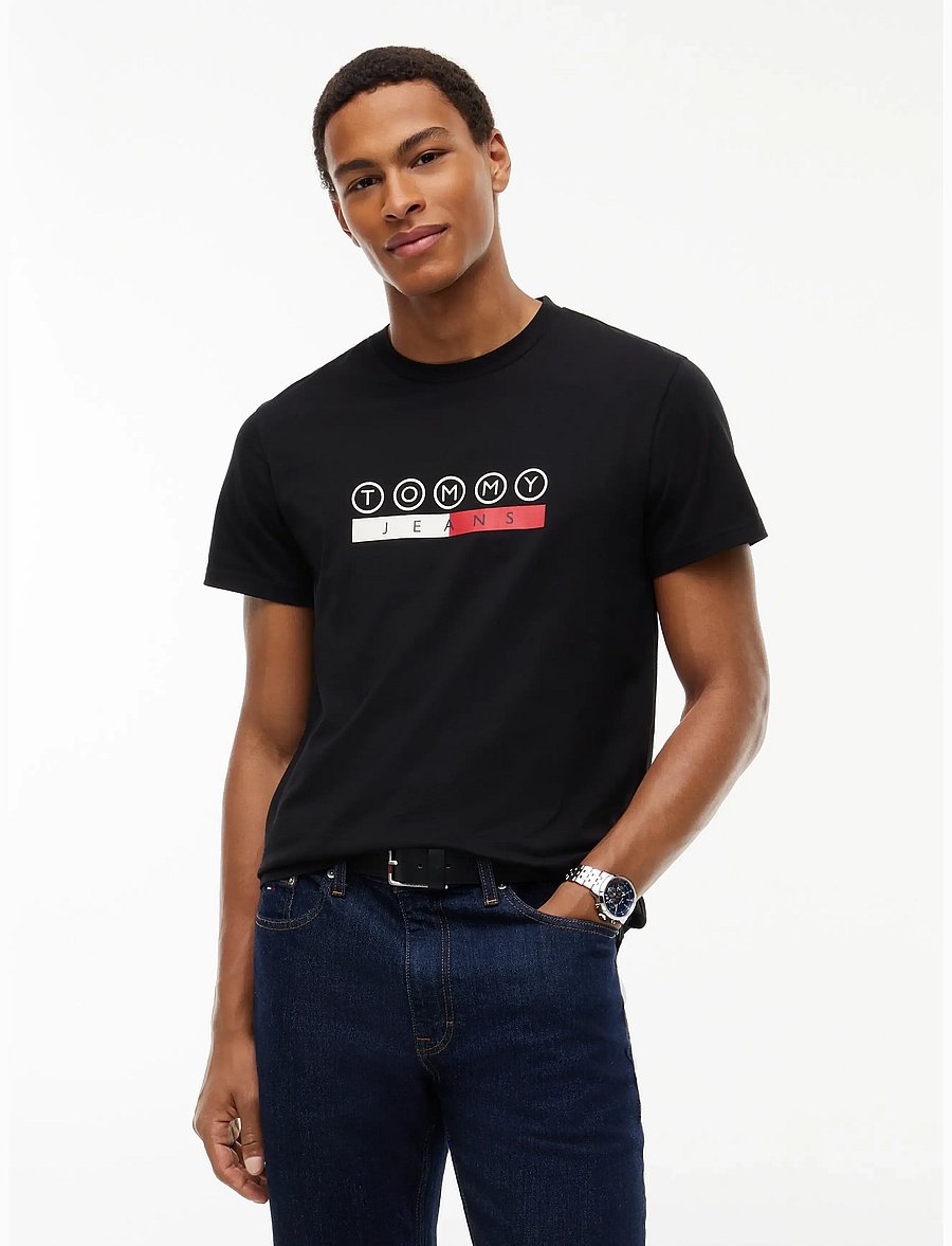 Tommy Jeans - TJM SLIM DNA PLAY TEE EXT - kortærmede t-shirts - black - 0