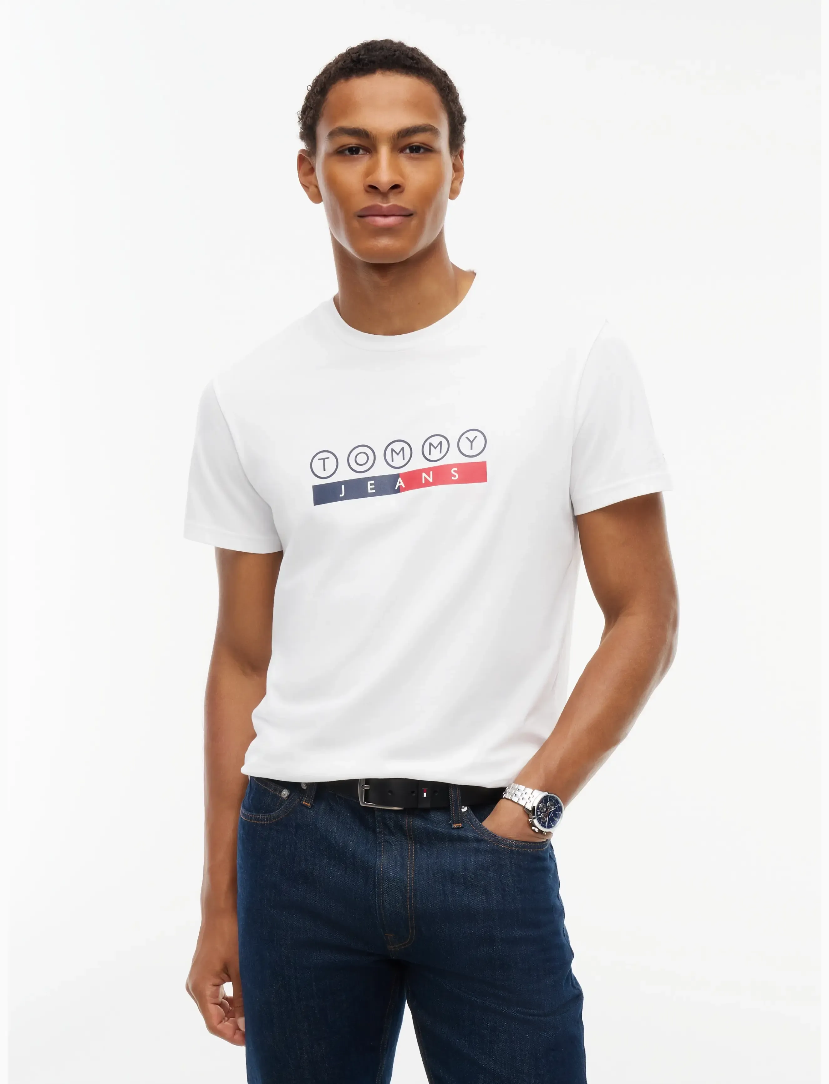 Tommy Jeans TJM SLIM DNA PLAY TEE EXT - Tommy Hilfiger - ECRU / white