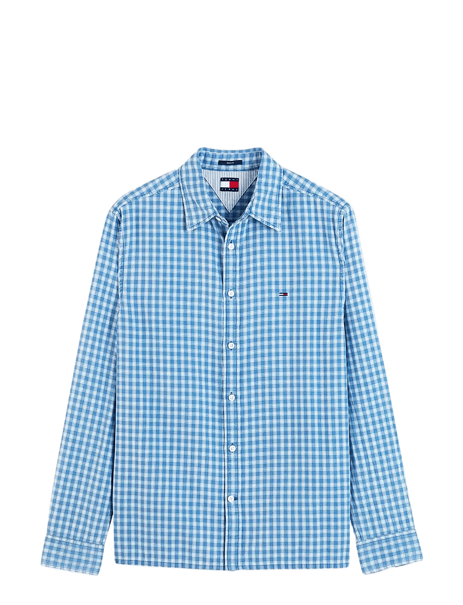 Tommy Jeans - TJM REG DOBBY CHECK SHIRT EXT - rutiga skjortor - westside blue small check - 1