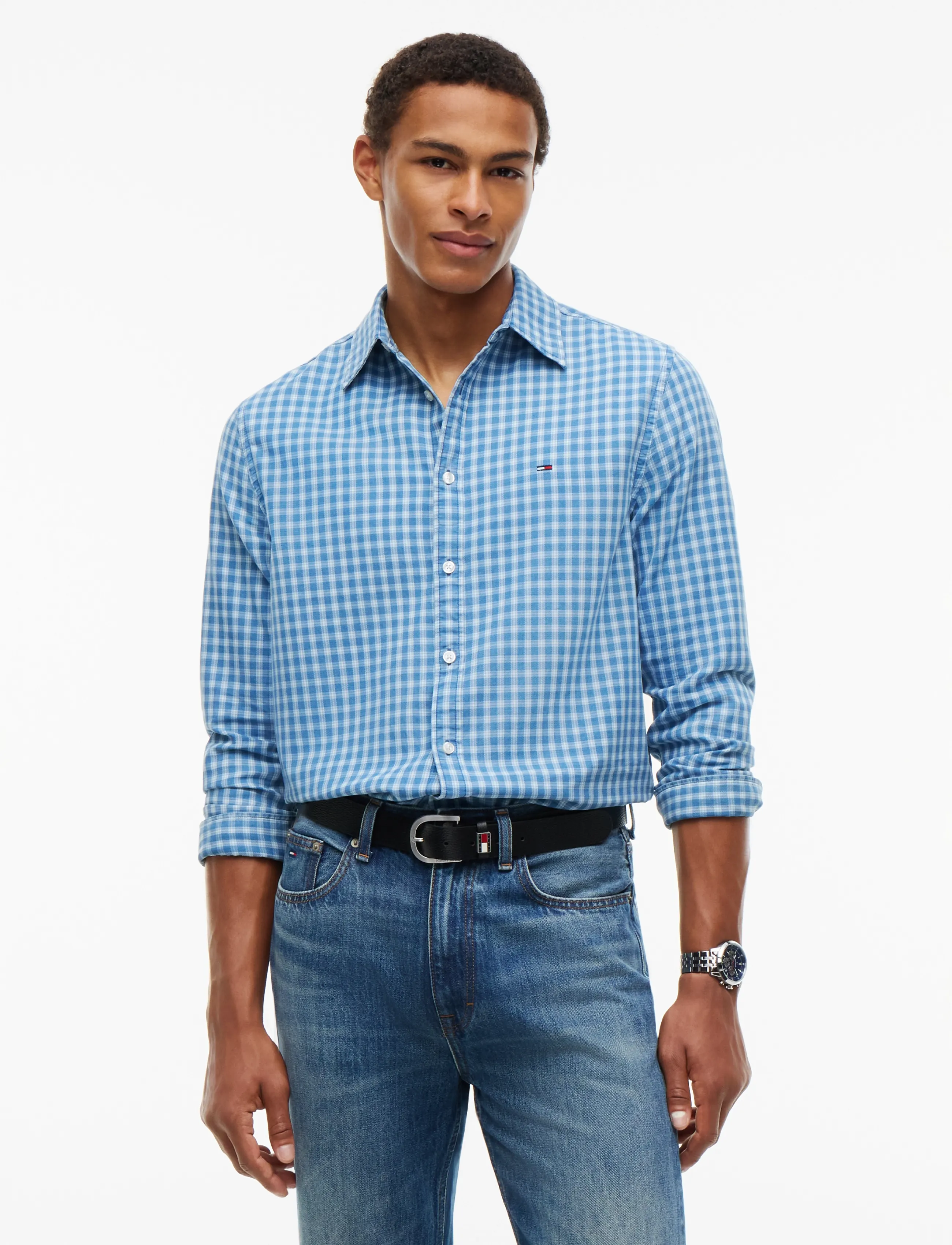Tommy Jeans TJM REG DOBBY CHECK SHIRT EXT - Skjorter - WESTSIDE BLUE SMALL CHECK / blue