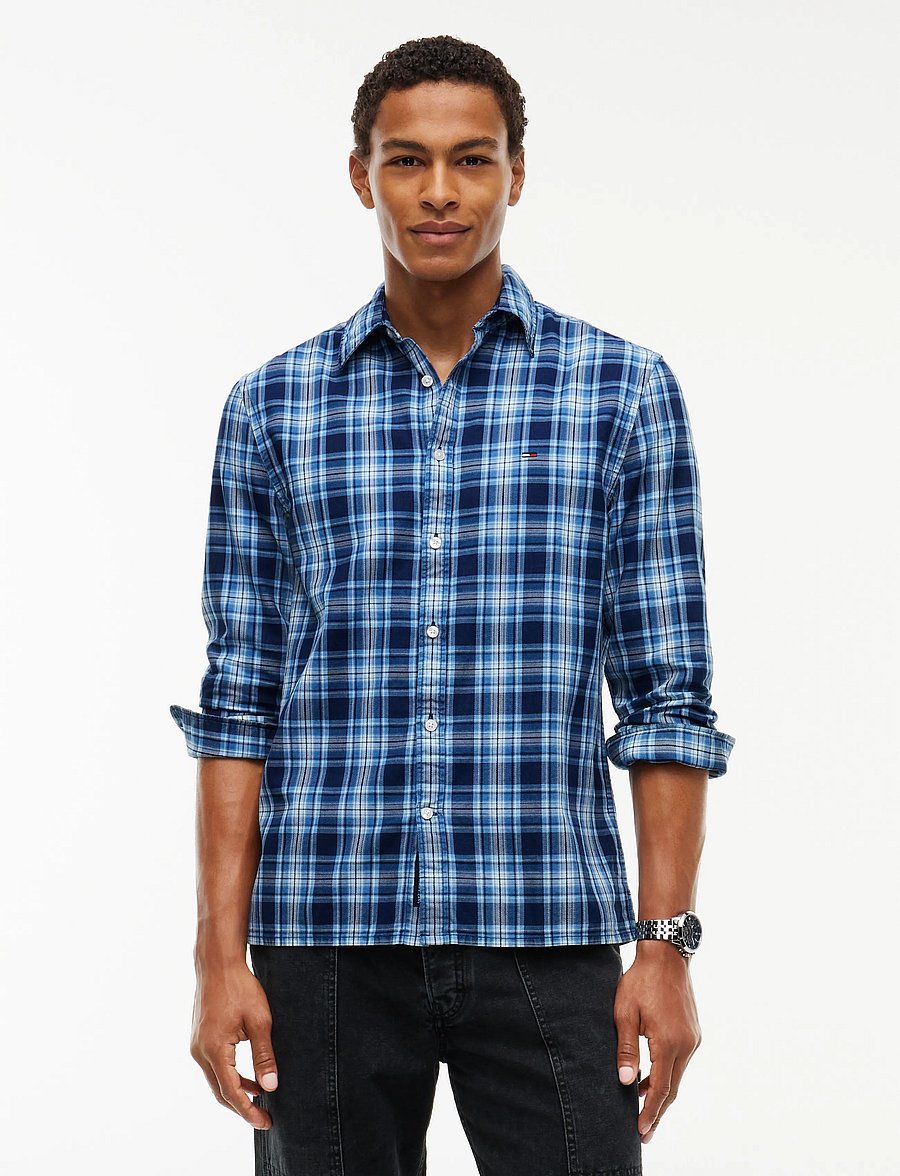 Tommy Jeans - TJM REG DOBBY CHECK SHIRT EXT - karierte hemden - basic navy medium check - 0