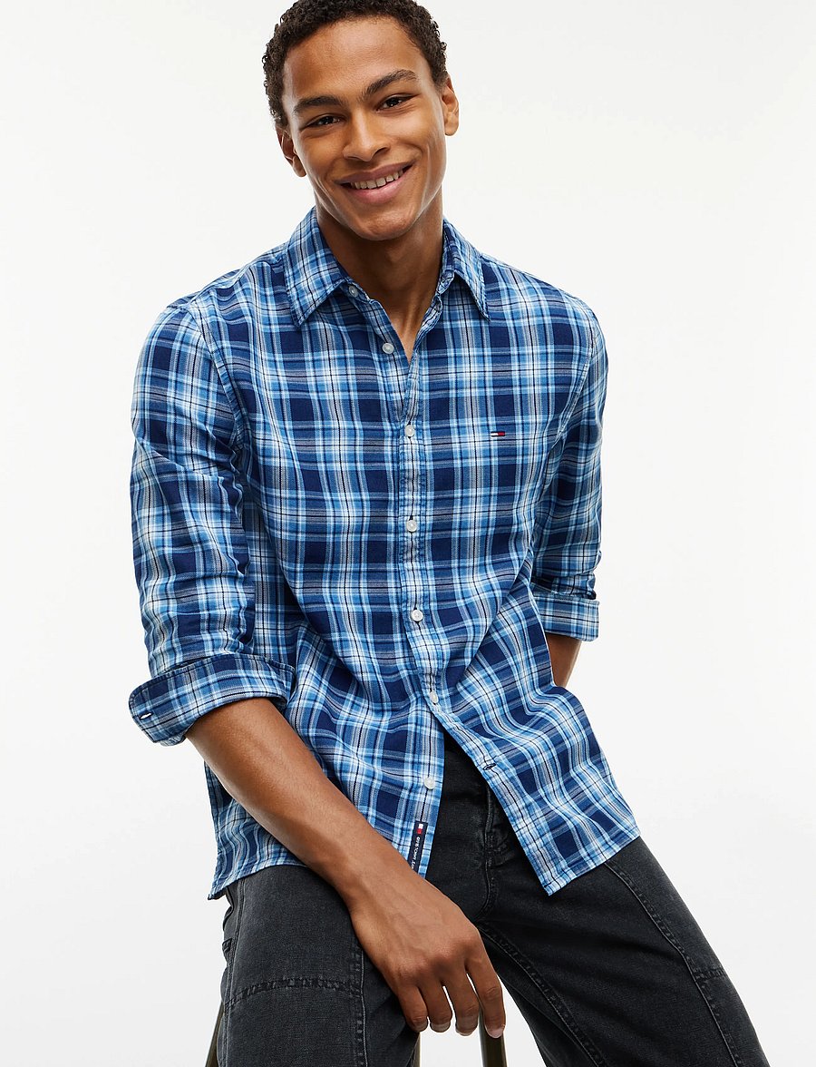 Tommy Jeans - TJM REG DOBBY CHECK SHIRT EXT - karierte hemden - basic navy medium check - 3