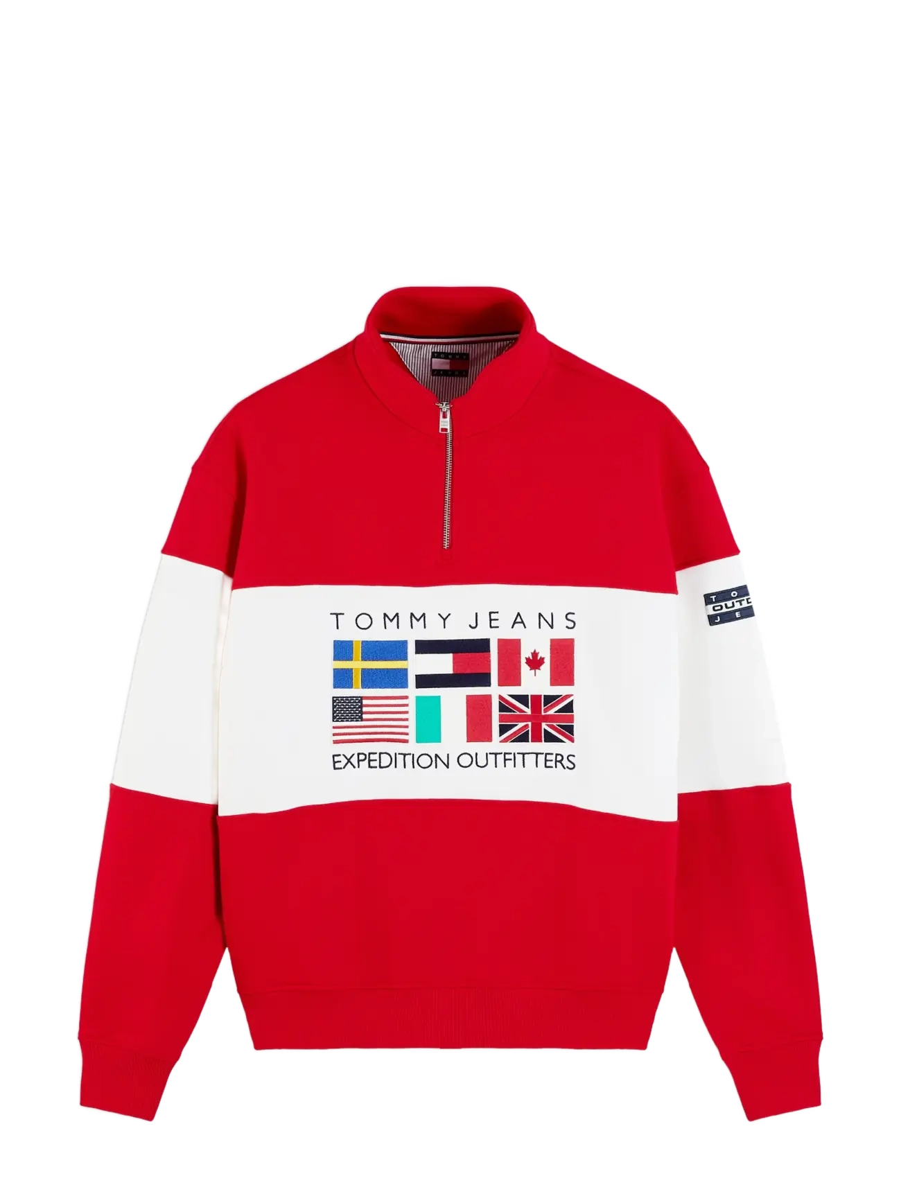 Tommy Jeans - TJM OUTDOORS ZIP MOCK - poolpika lukuga džemprid - scarlet flare - 1