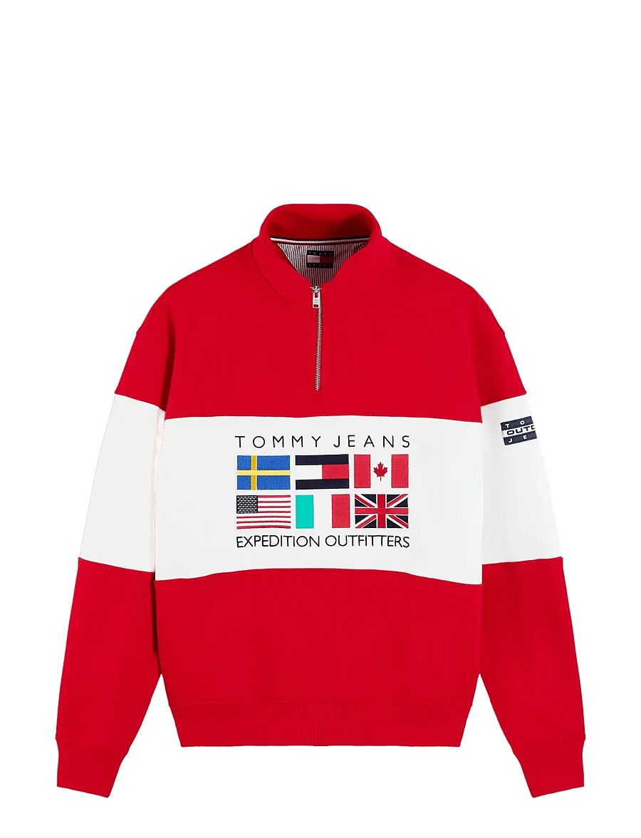 Tommy Jeans - TJM OUTDOORS ZIP MOCK - poolpika lukuga džemprid - scarlet flare - 1