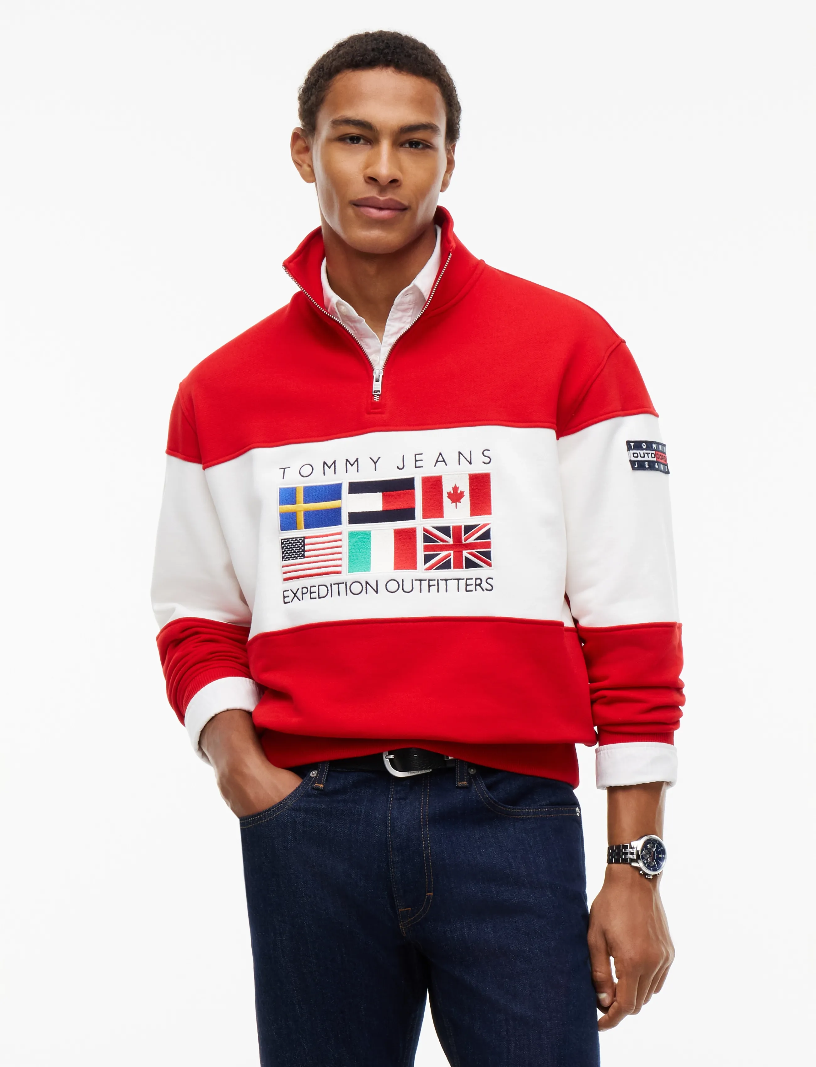 Tommy Jeans TJM OUTDOORS ZIP MOCK - Osta stiili järgi - SCARLET FLARE / red