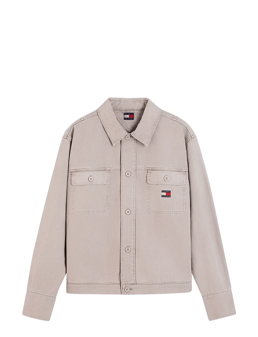 Tommy Jeans - TJM ESSENTIAL OVERSHIRT - voodrita teksatagid - limestone dust - 1