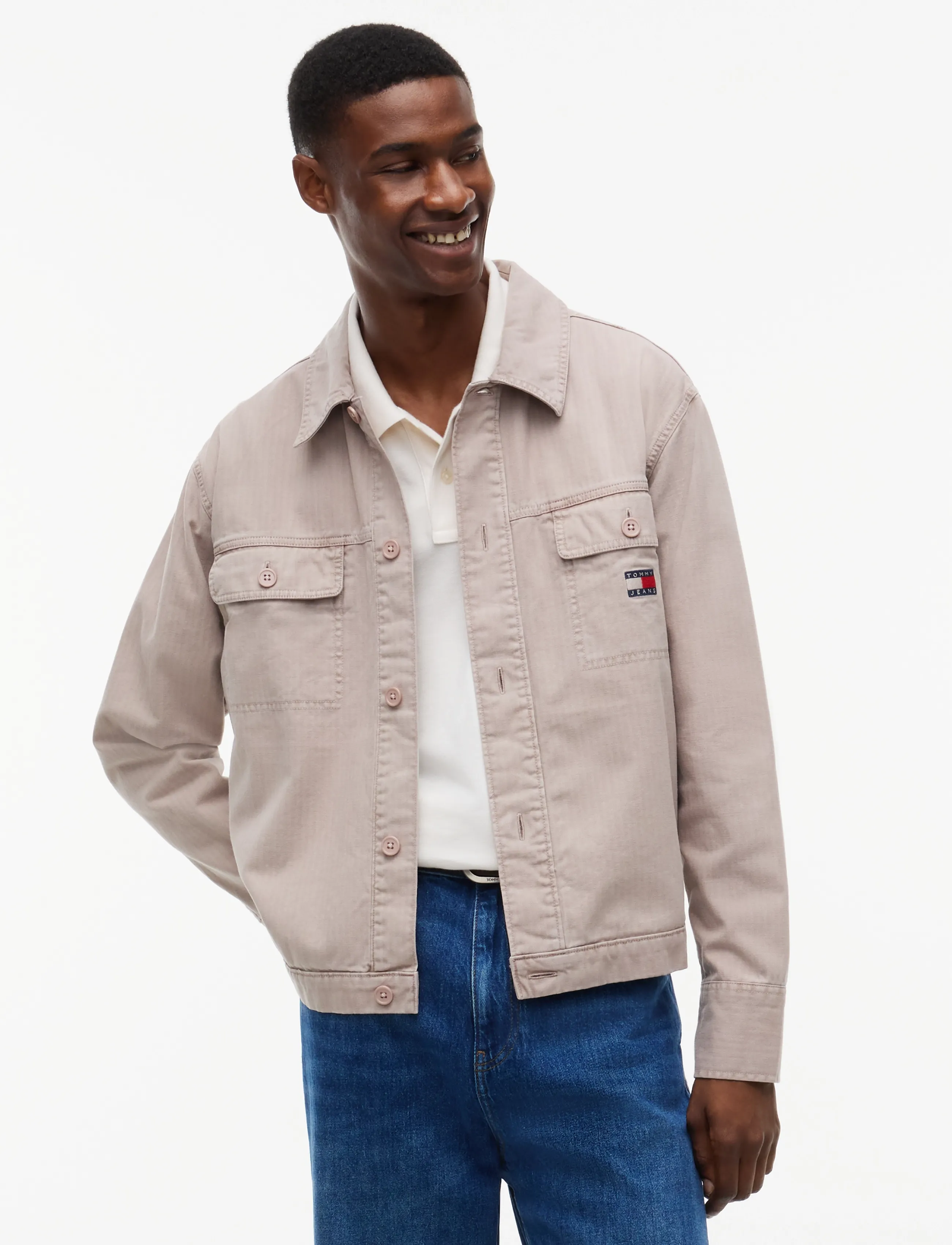 Tommy Jeans TJM ESSENTIAL OVERSHIRT - Jeansjacken - LIMESTONE DUST / beige