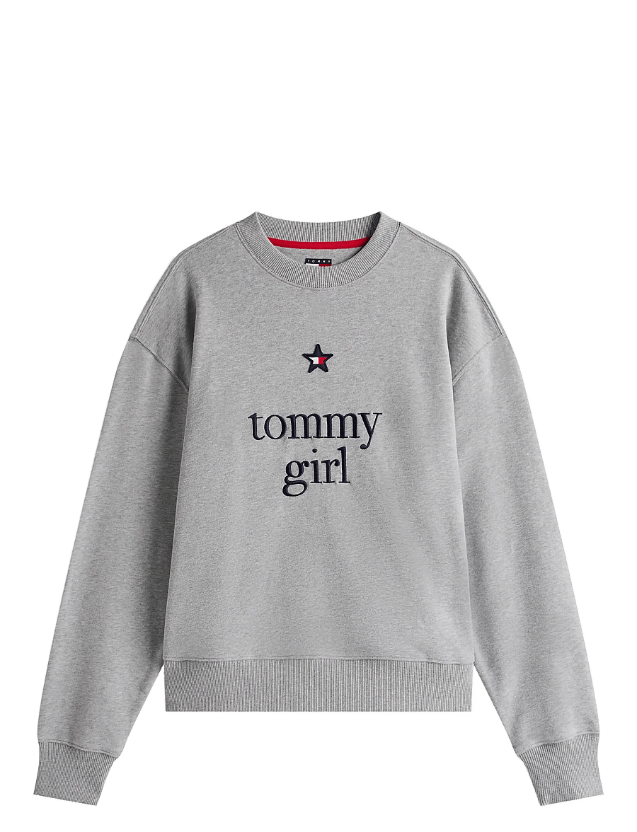 Tommy Jeans - TOMMY GIRL GRAPHIC CREW NECK - sweatshirts - light grey marl - 0