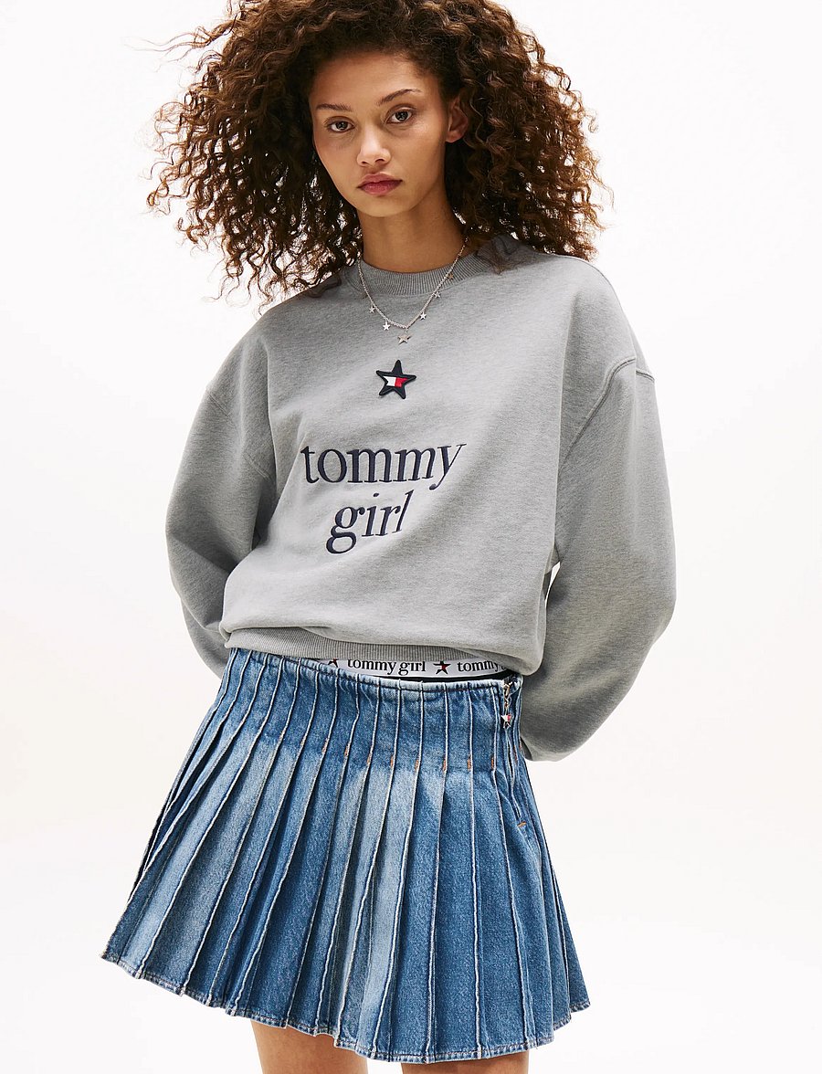 Tommy Jeans - TOMMY GIRL GRAPHIC CREW NECK - sweatshirts - light grey marl - 1