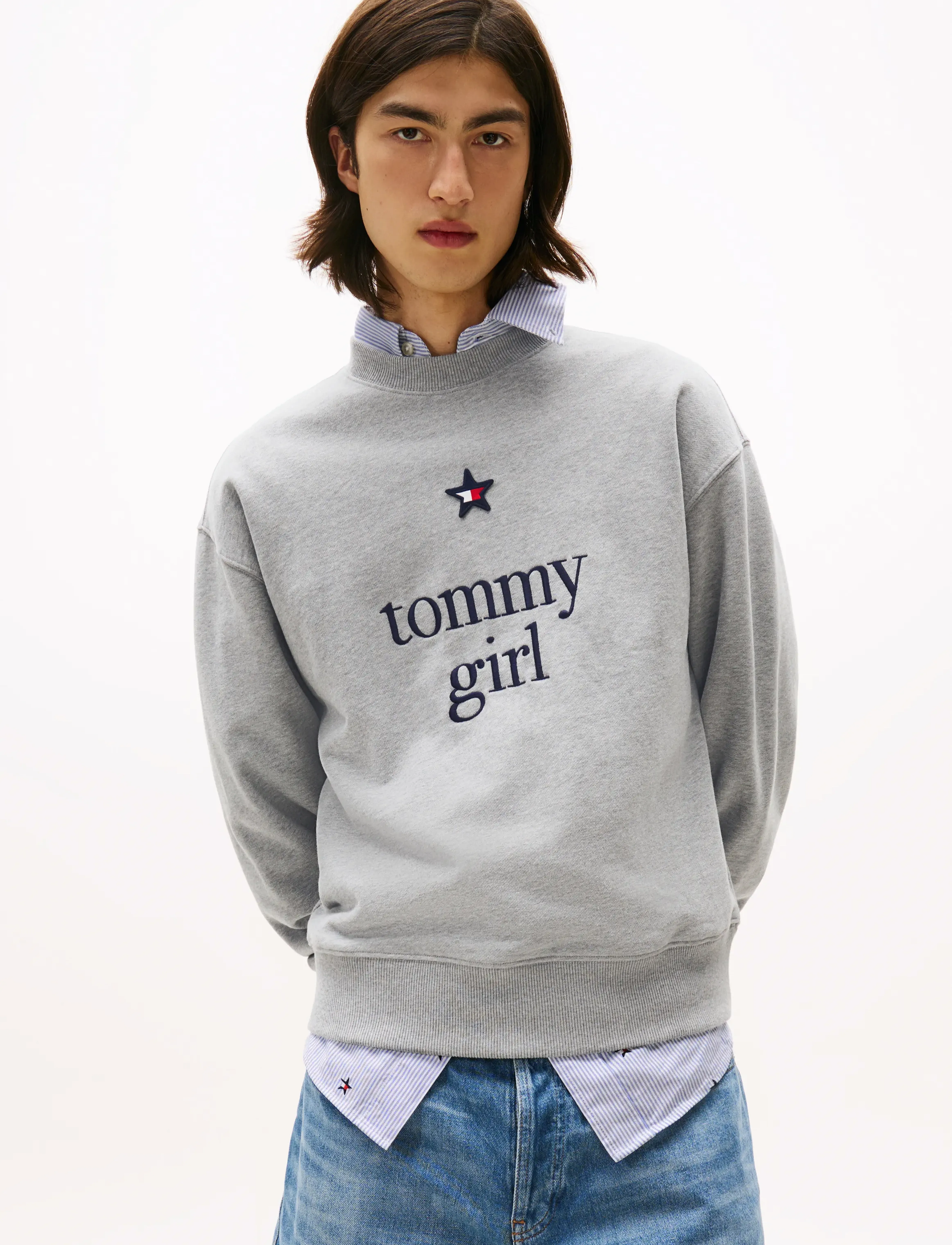 Tommy Jeans - TOMMY GIRL GRAPHIC CREW NECK - sweaters - light grey marl - 2