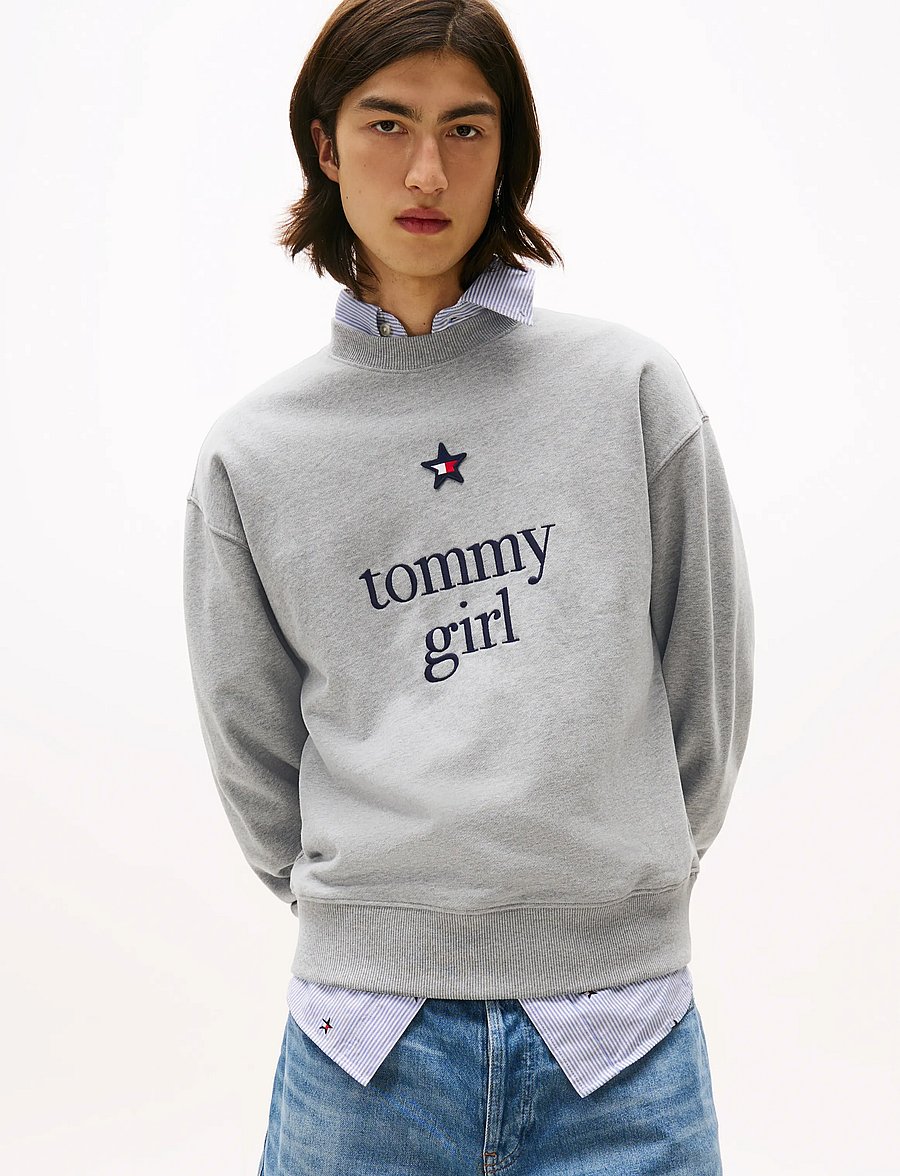 Tommy Jeans - TOMMY GIRL GRAPHIC CREW NECK - sweatshirts - light grey marl - 2