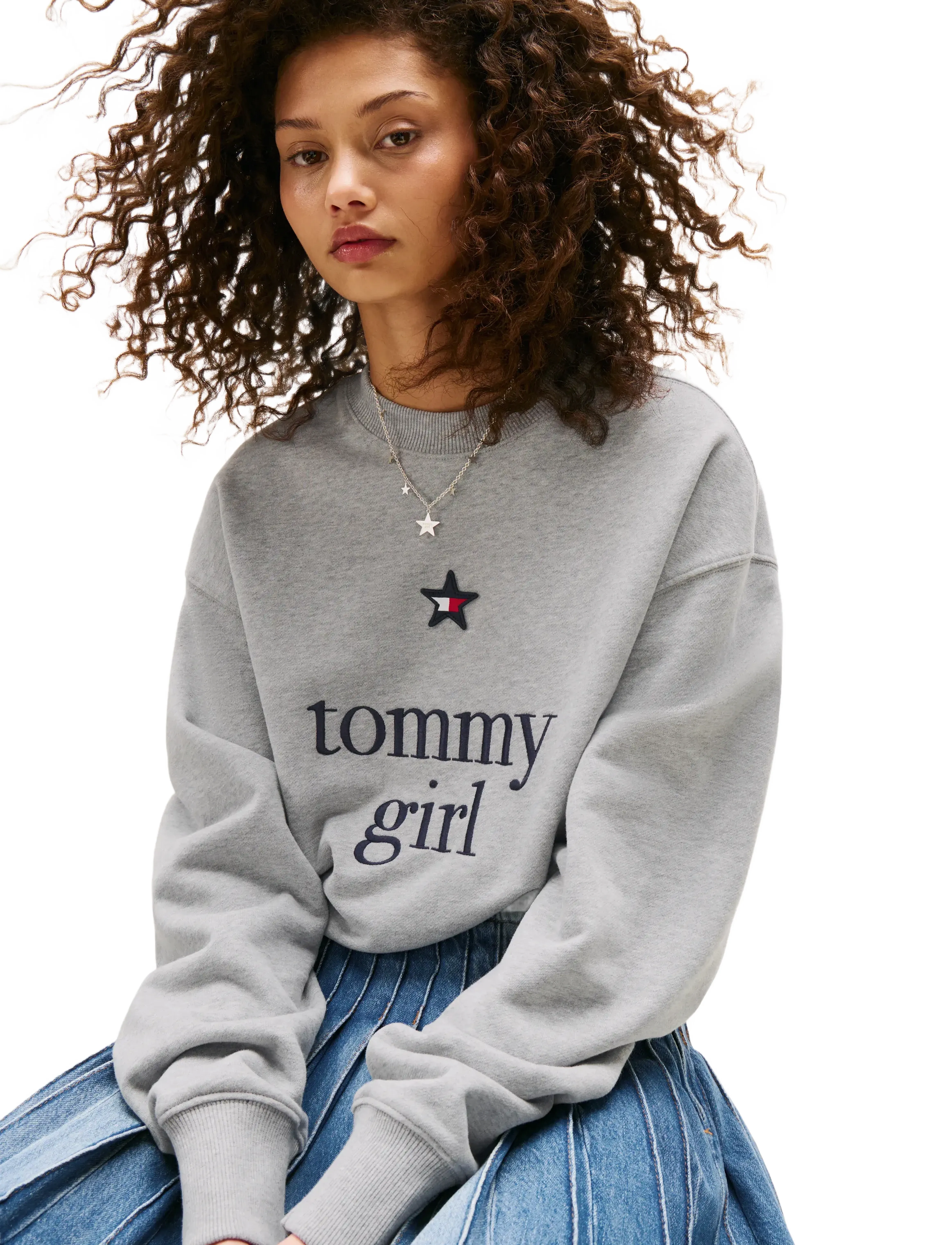 Tommy Jeans - TOMMY GIRL GRAPHIC CREW NECK - sweaters - light grey marl - 3