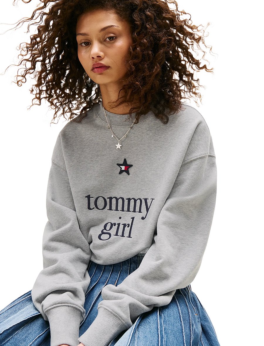 Tommy Jeans - TOMMY GIRL GRAPHIC CREW NECK - sweatshirts - light grey marl - 3