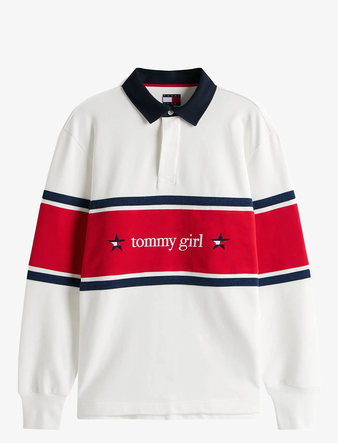 Tommy Jeans - TOMMY GIRL RUGBY POLO SHIRT - vardagsstil - ecru - 0