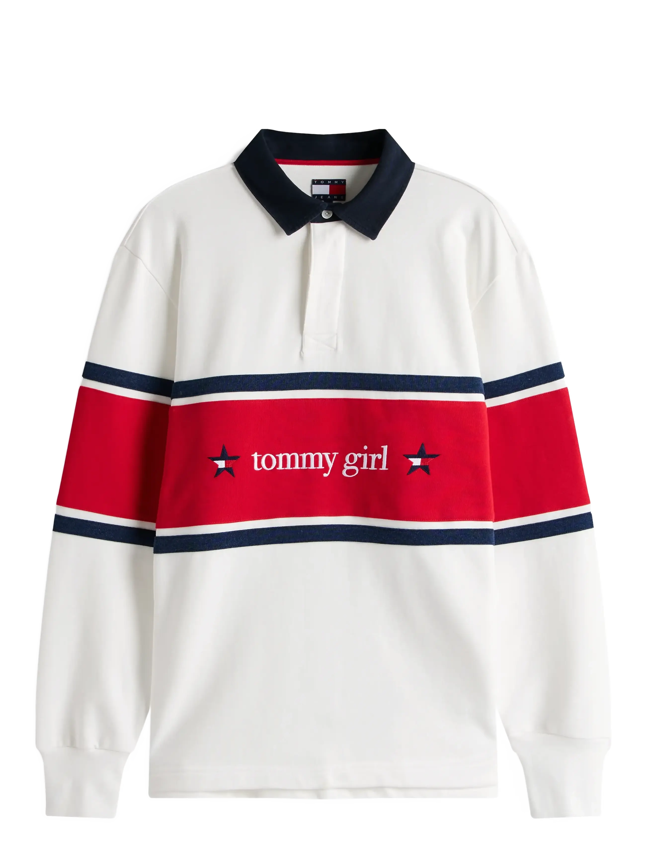 Tommy Jeans TOMMY GIRL RUGBY POLO SHIRT - Puhkerõivad - ECRU / white