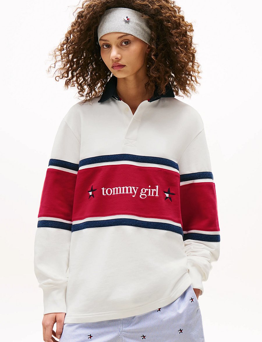 Tommy Jeans - TOMMY GIRL RUGBY POLO SHIRT - poloshirts - ecru - 1