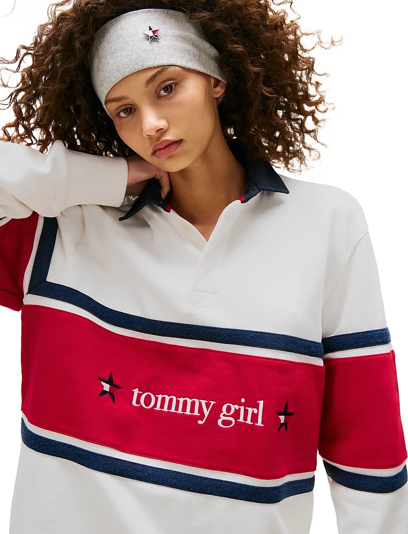 Tommy Jeans - TOMMY GIRL RUGBY POLO SHIRT - collegepaidat - ecru - 3