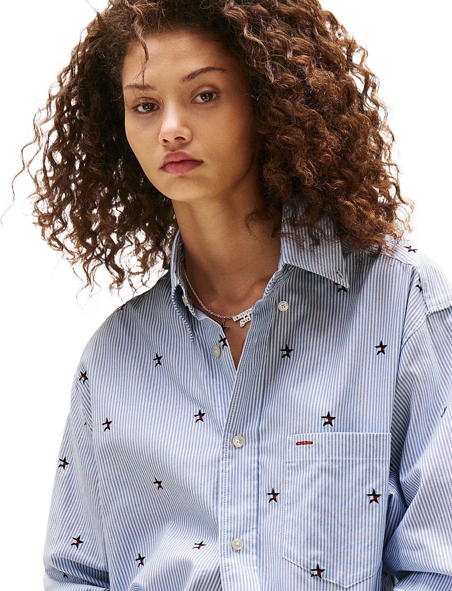 Tommy Jeans - TOMMY GIRL EMBROIDERED SHIRT - pikkade varrukatega särgid - ithaca - 2