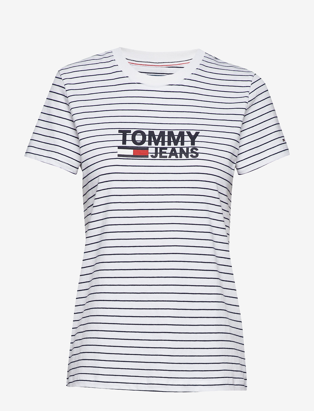 Tommy Jeans - TJW STRIPED CHEST GRAPHIC TEE - classic white / black iris - 0