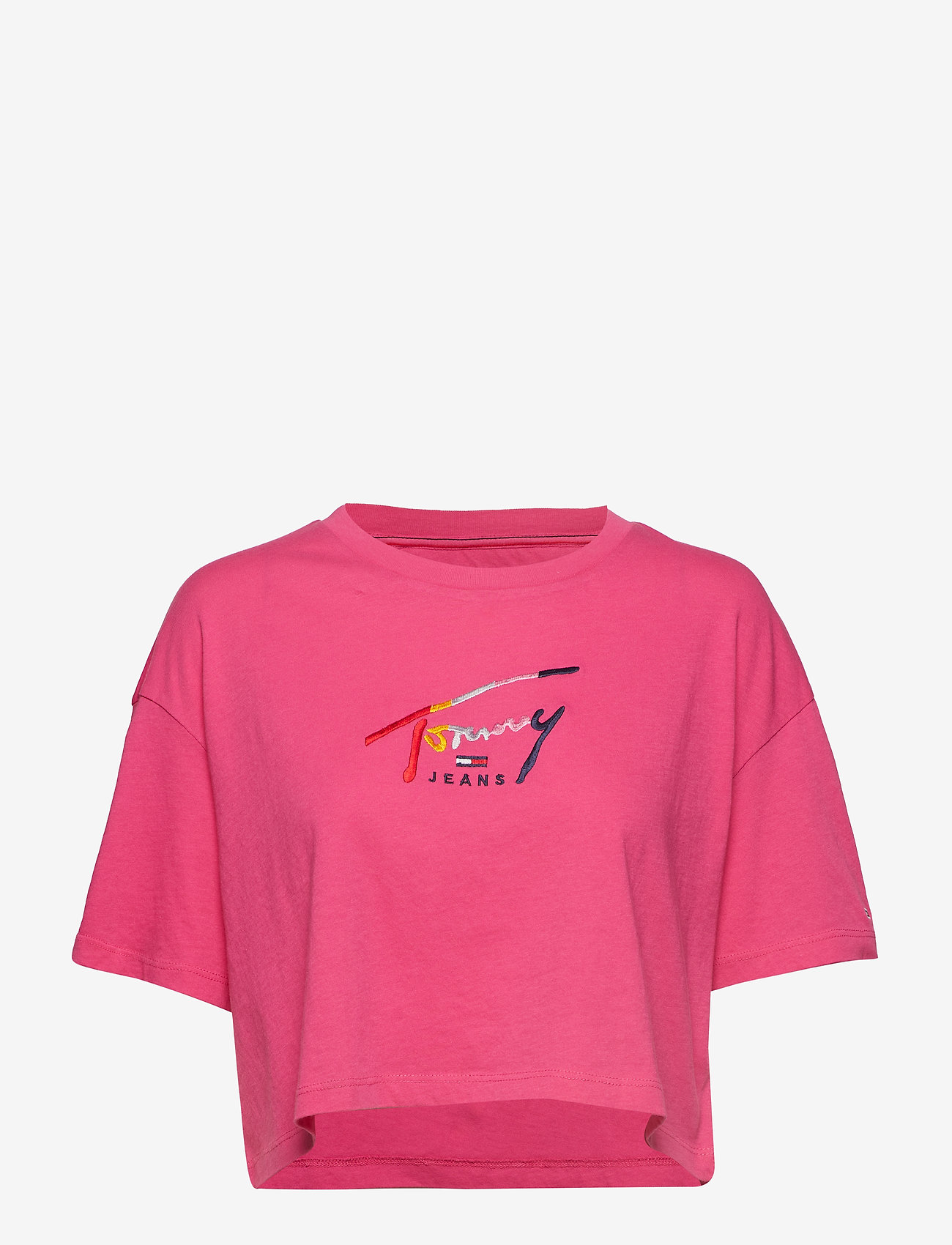 Tommy Jeans - TJW CROPPED TOMMY SCRIPT TEE - fuchsia purple - 0
