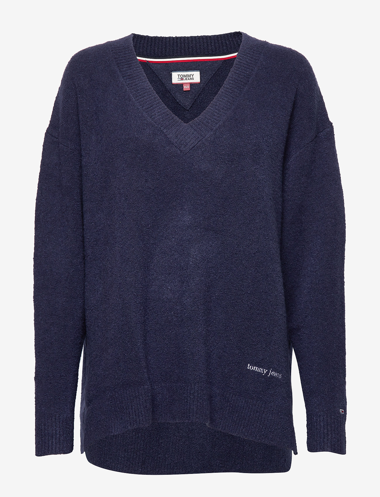 Tommy Jeans - TJW SIDE SLIT V-NECK SWEATER - black iris - 0