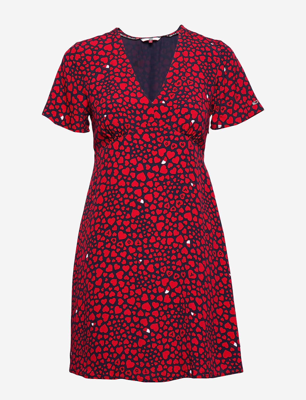 Tommy Jeans - TJW HEART PRINT V-NECK DRESS - heart print / black iris - 0