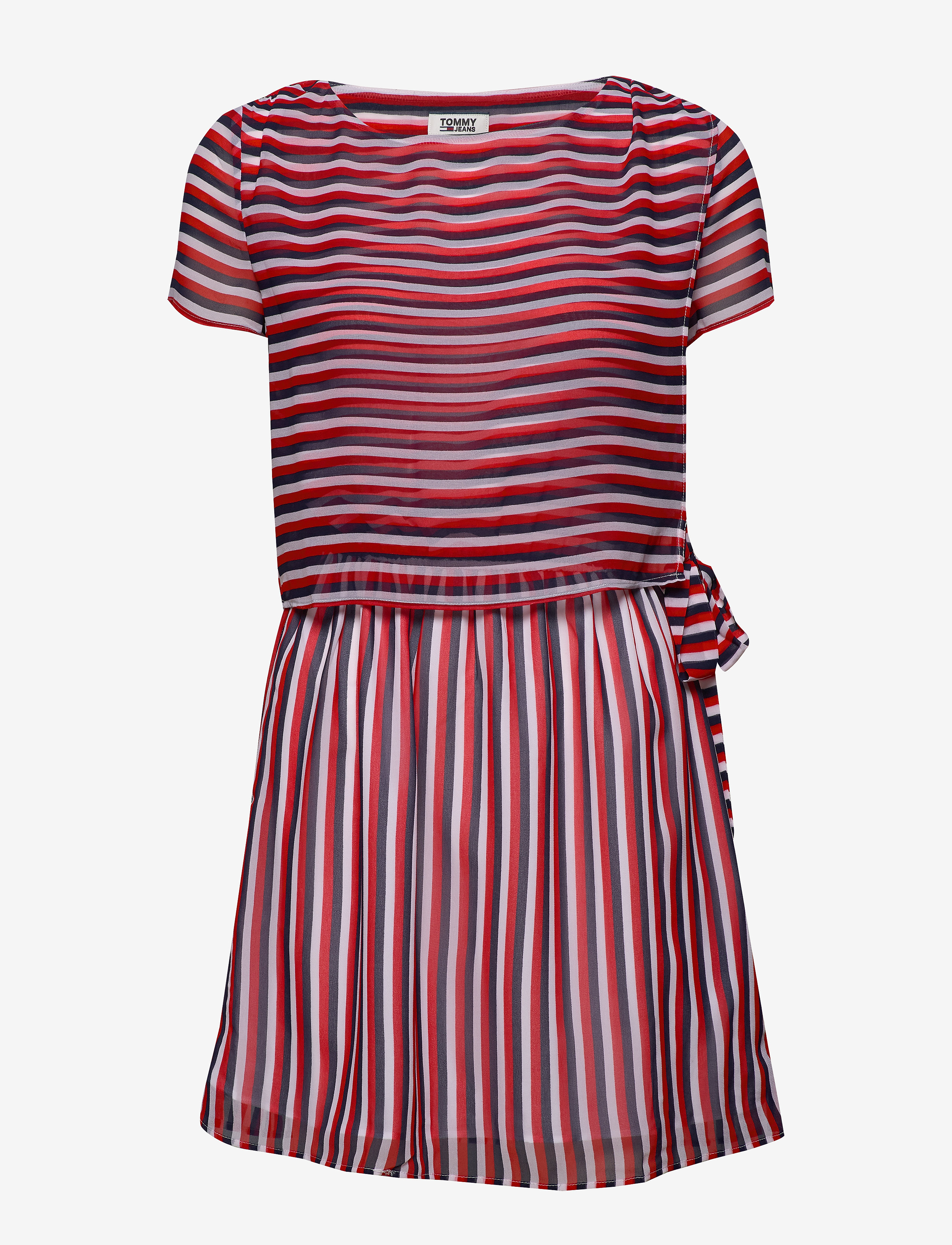 Tommy Jeans - TJW TIE WAIST STRIPE DRESS - deep crimson / twilight navy m - 0