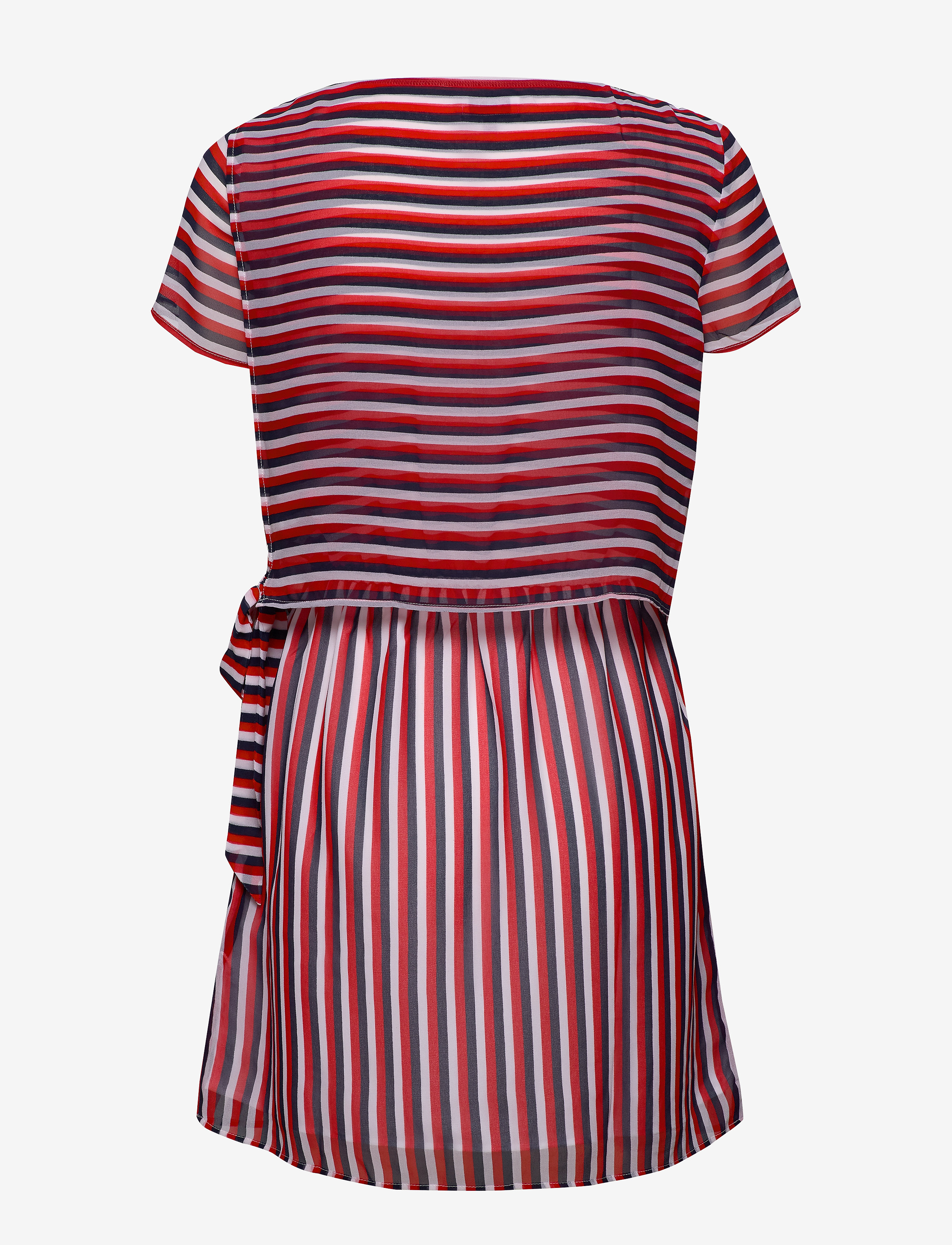 Tommy Jeans - TJW TIE WAIST STRIPE DRESS - deep crimson / twilight navy m - 1
